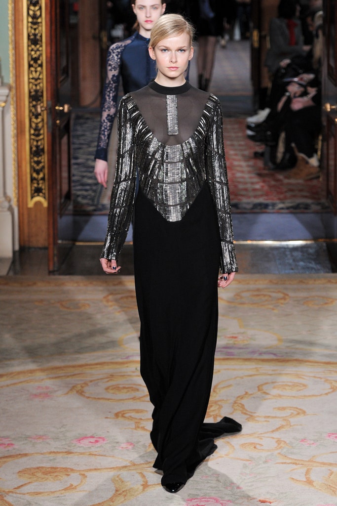 black silk metallic gown