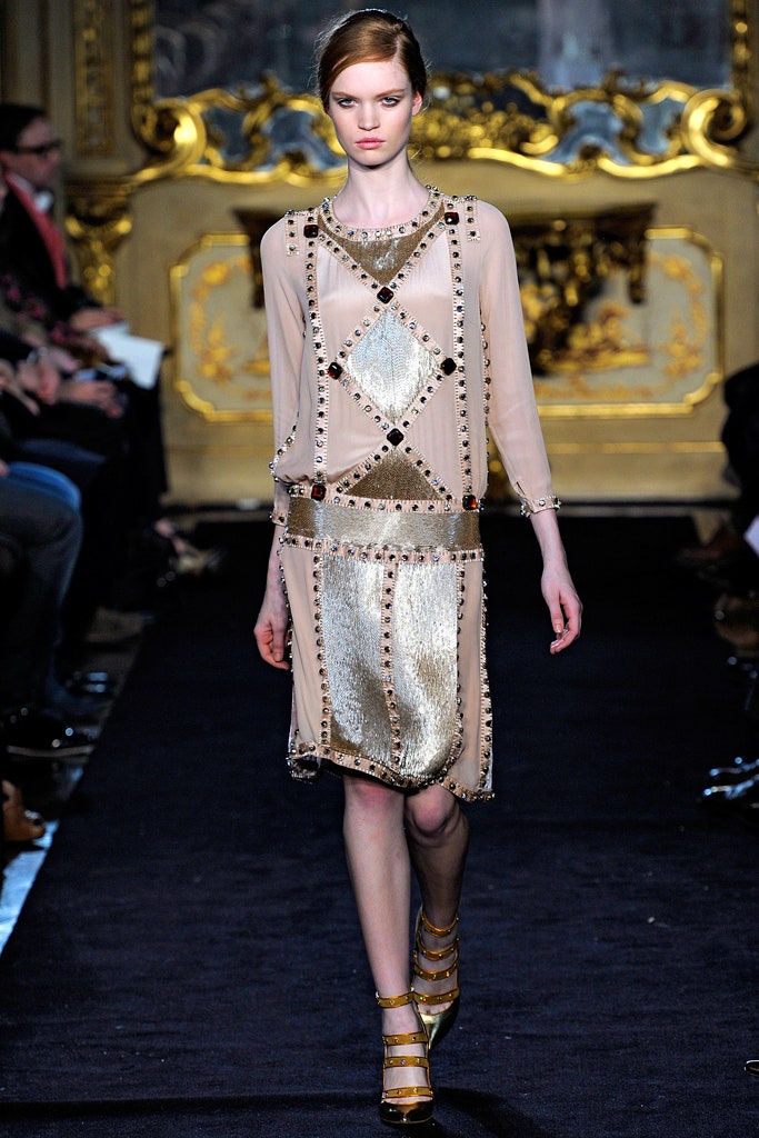beige gold embroidered midi dress