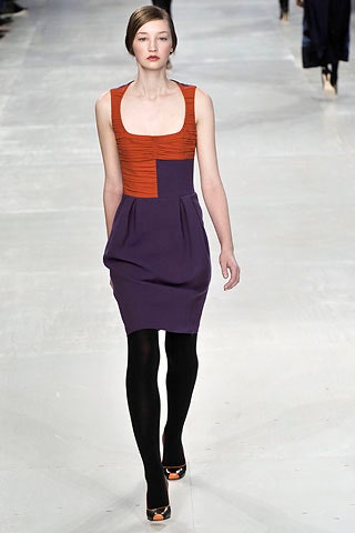 fitted purple and orange dress