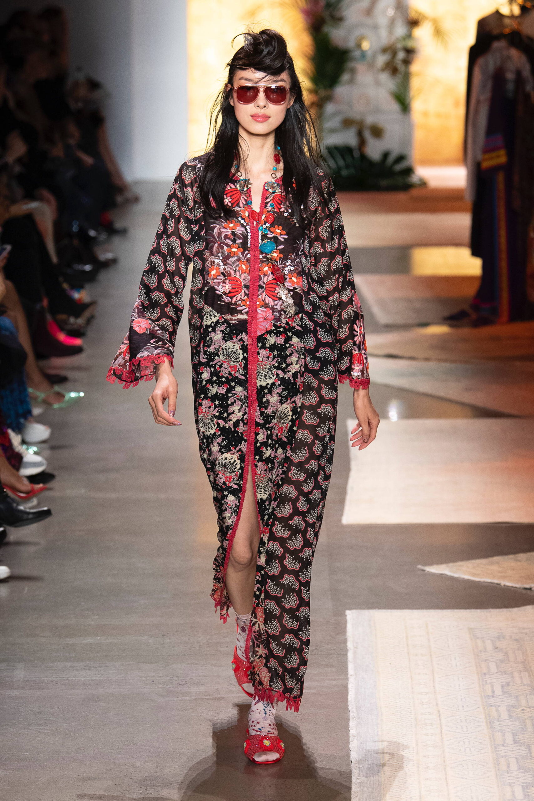 black floral embroidered dress