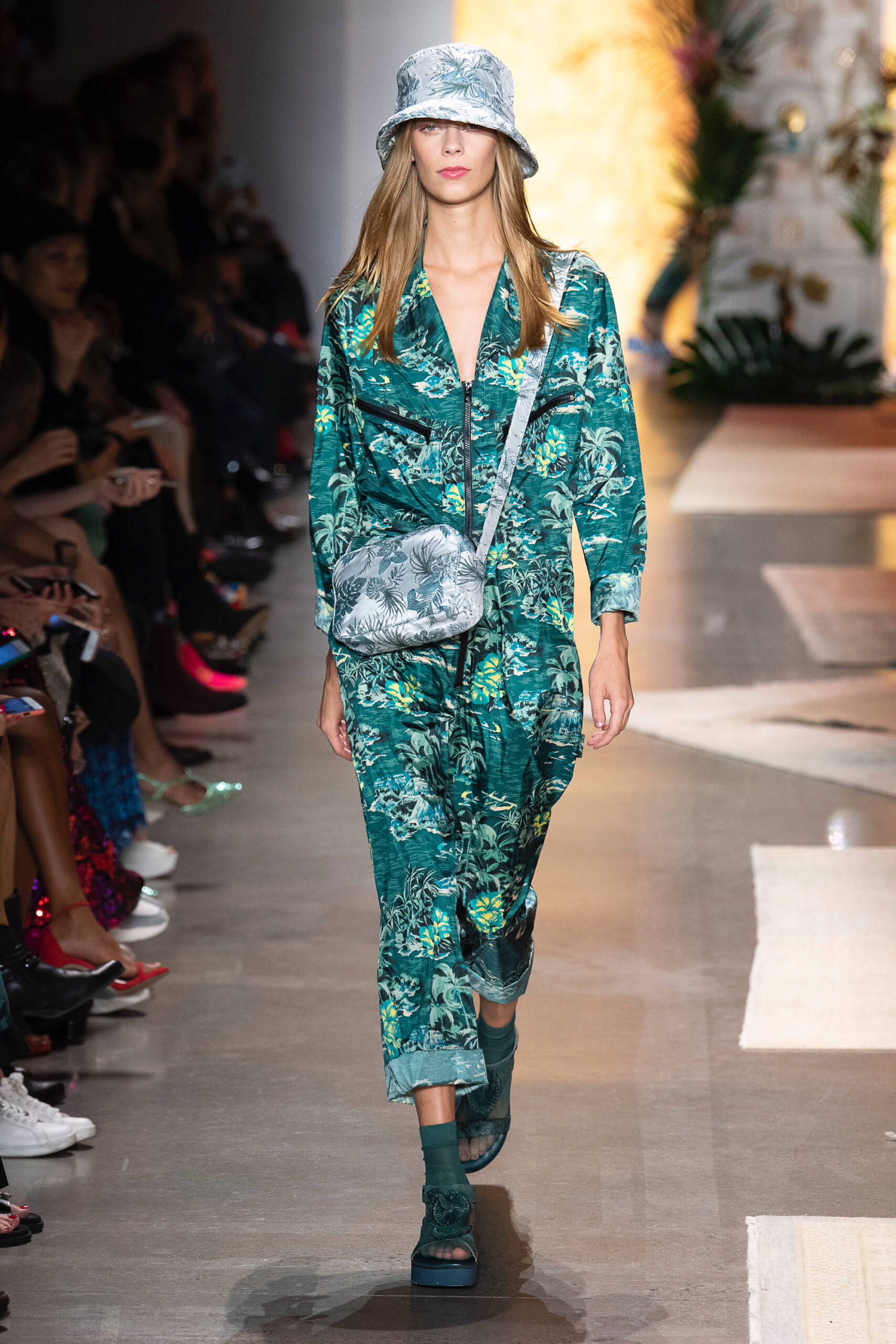 green printed relaxed dress