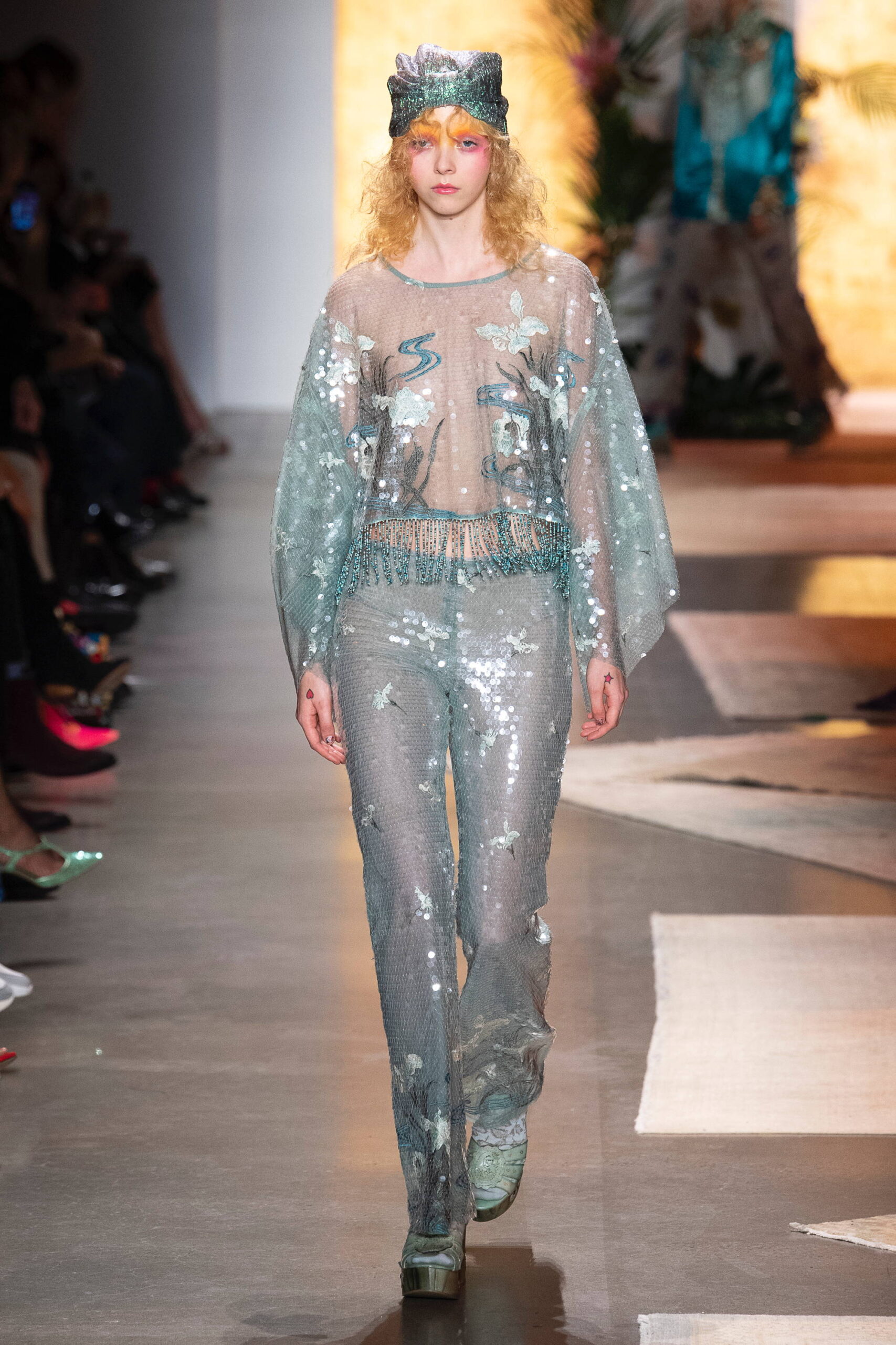 shiny blue green sequin outfit