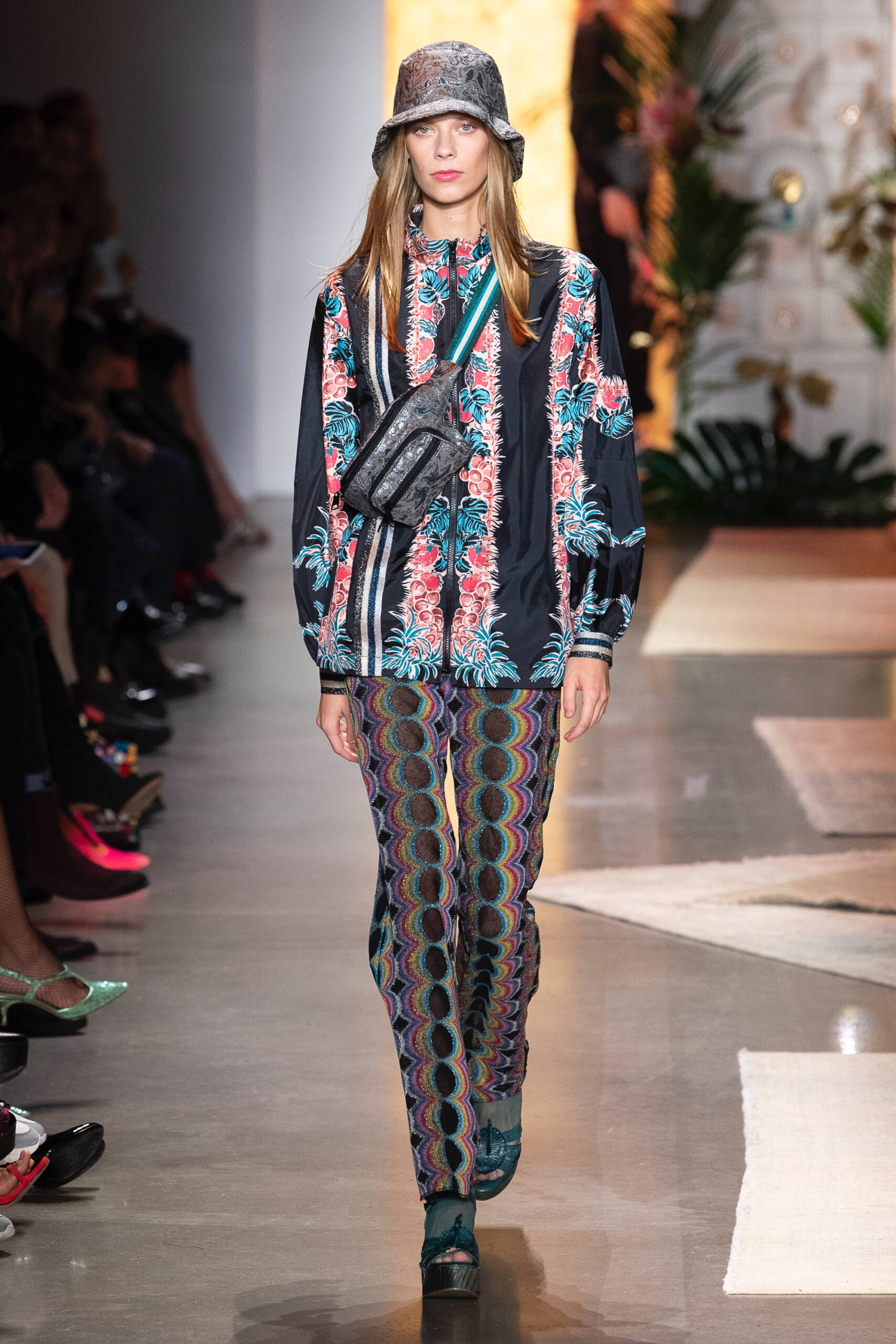 floral embroidered top with flared pants