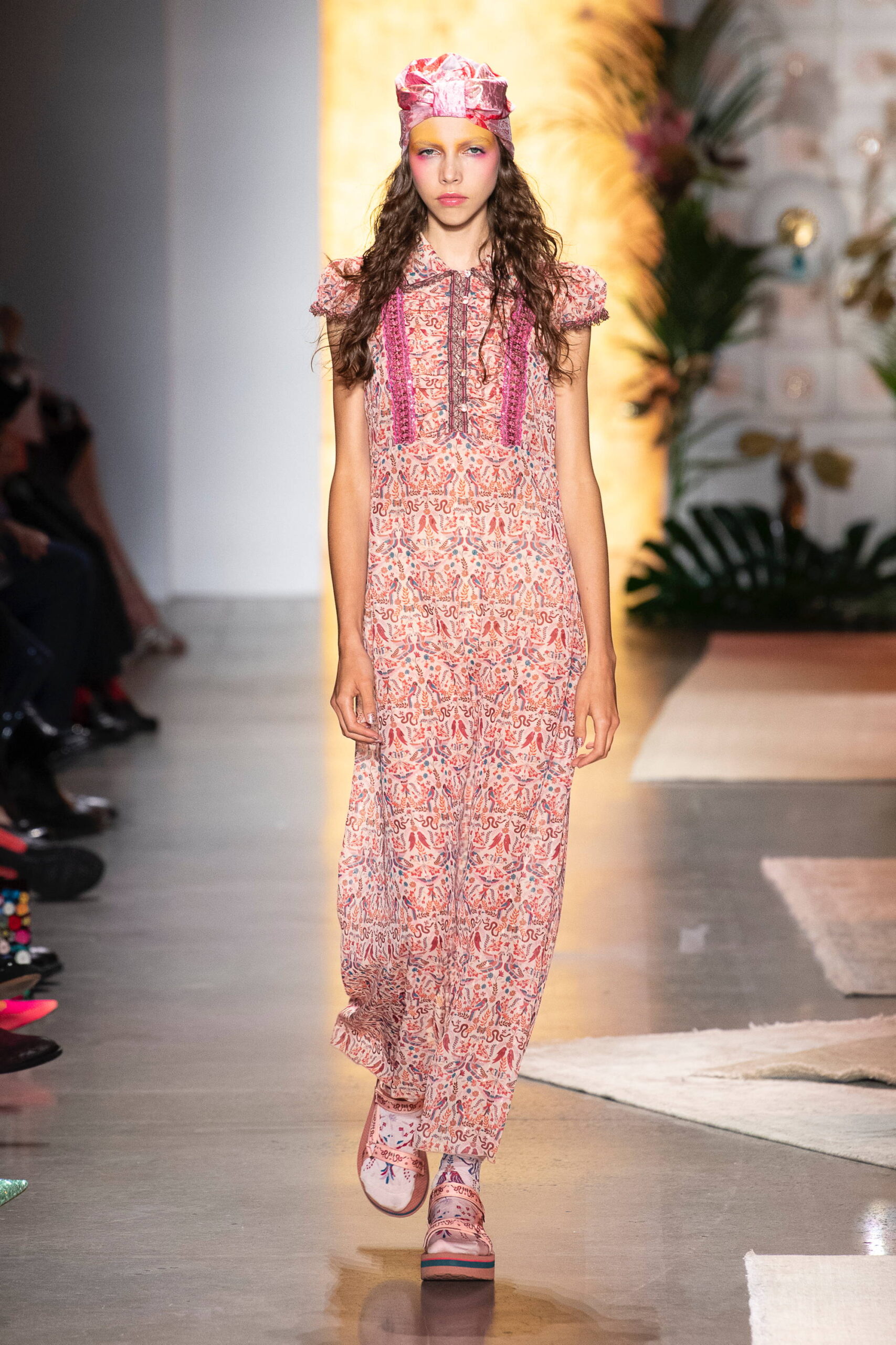 pink printed maxi dress