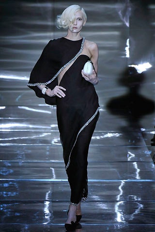 black silk asymmetric gown
