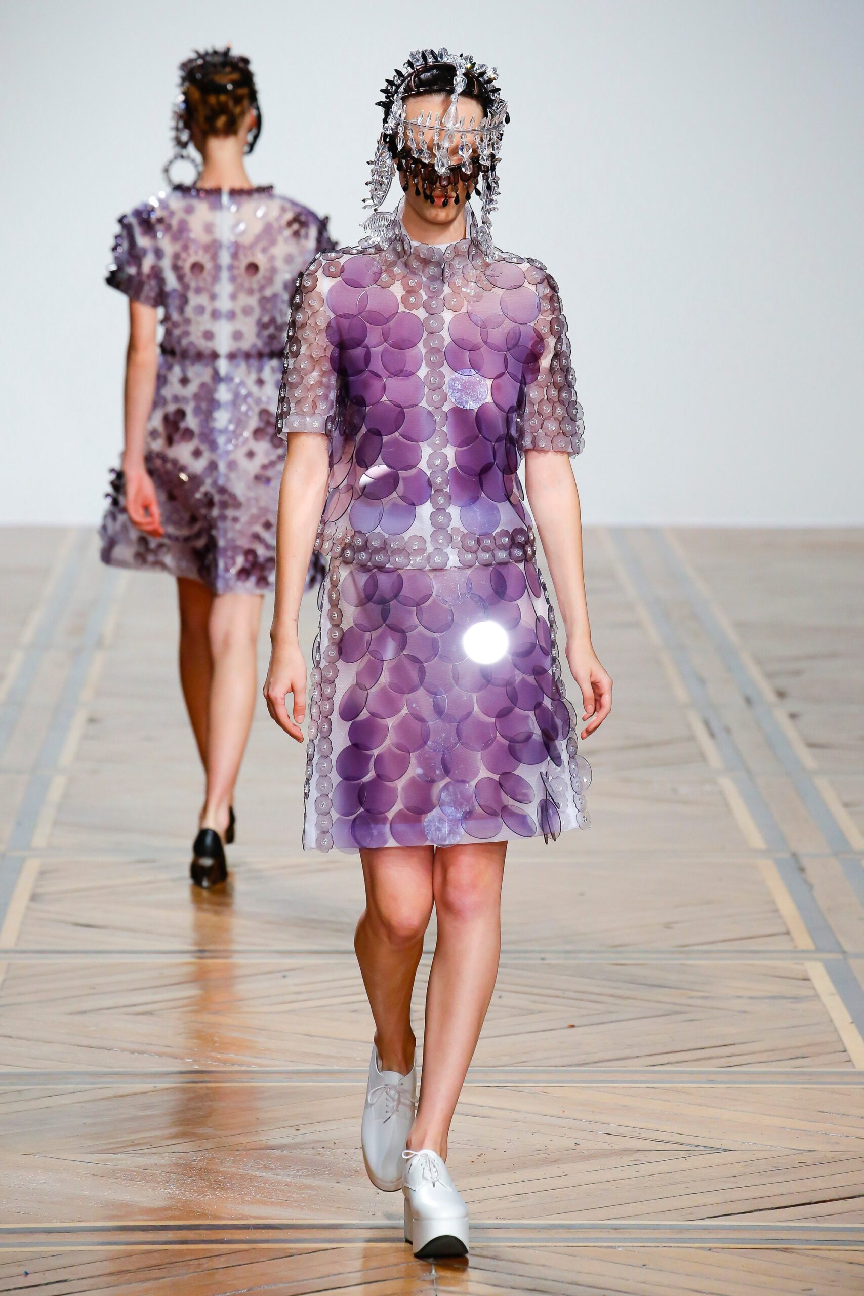 purple mesh sleeveless dress