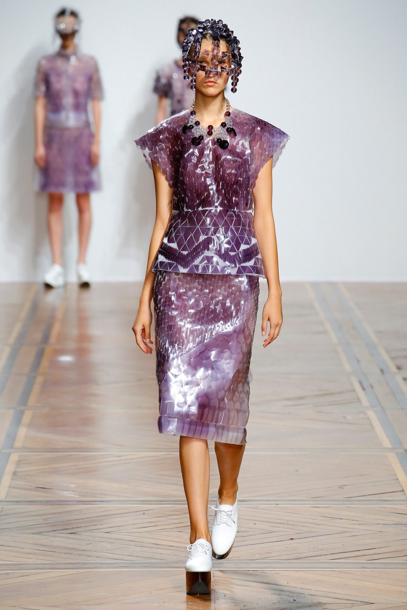fitted purple vinyl dress and top