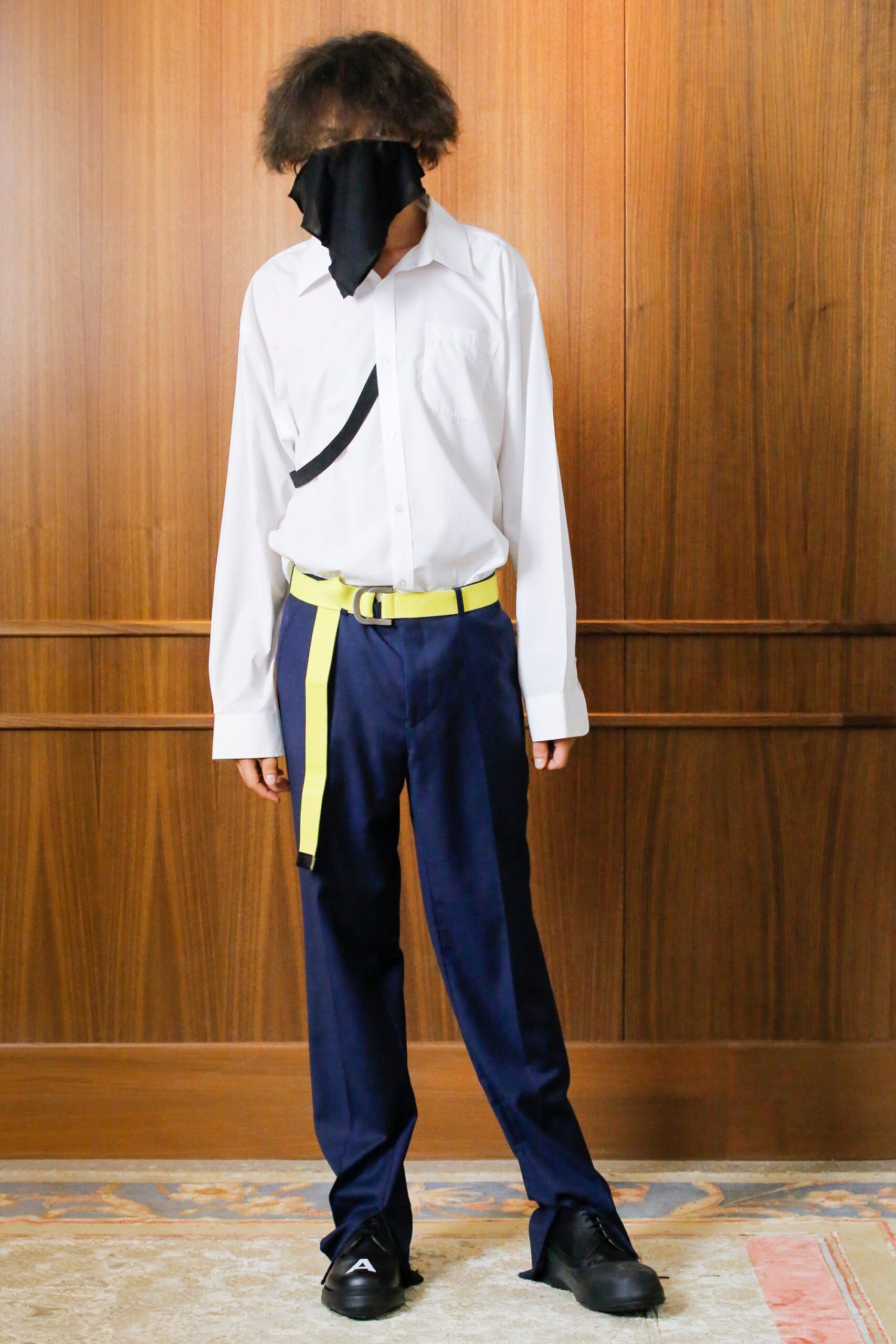 white shirt blue pants outfit