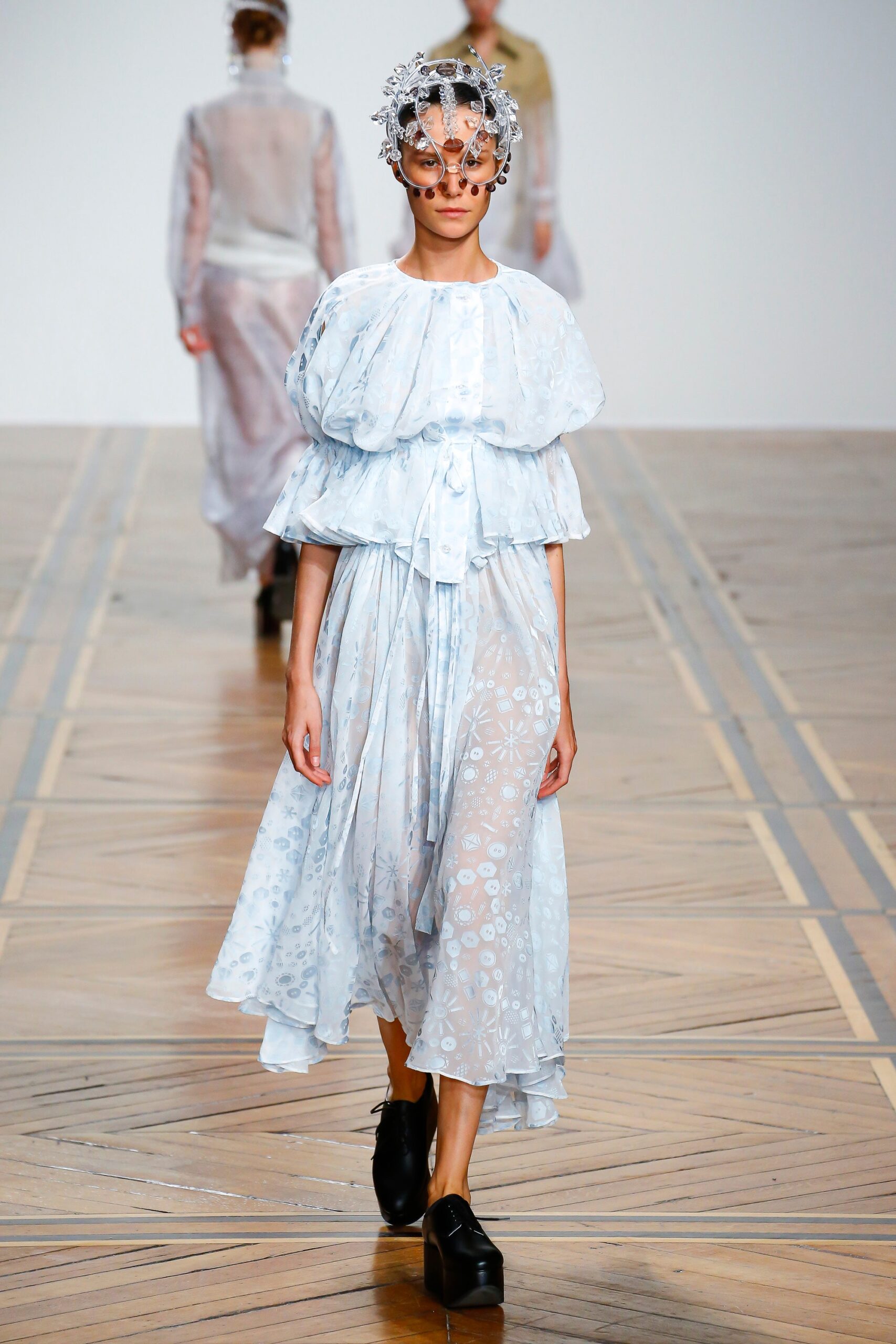 blue sheer layered maxi dress