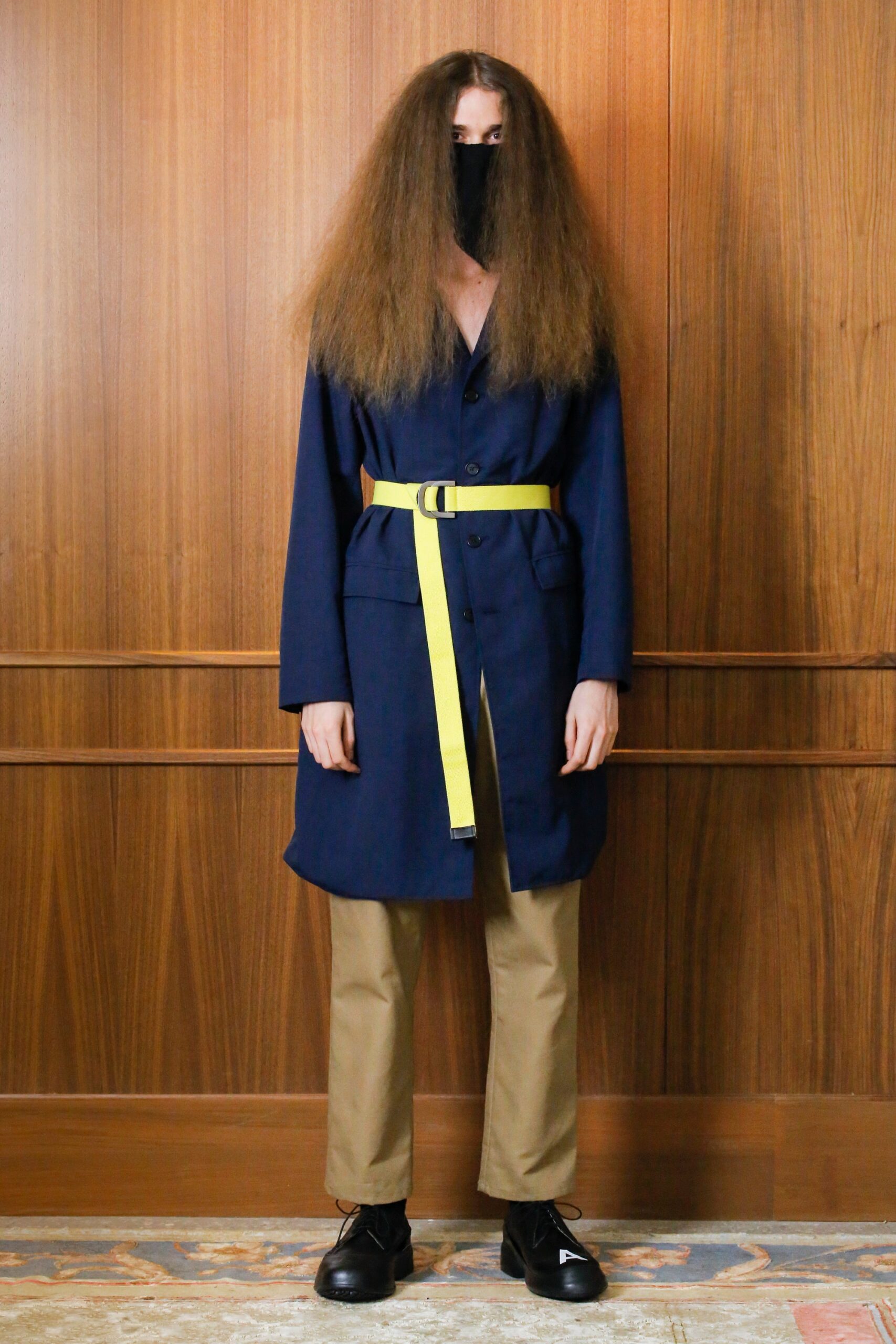 blue cotton belted coat