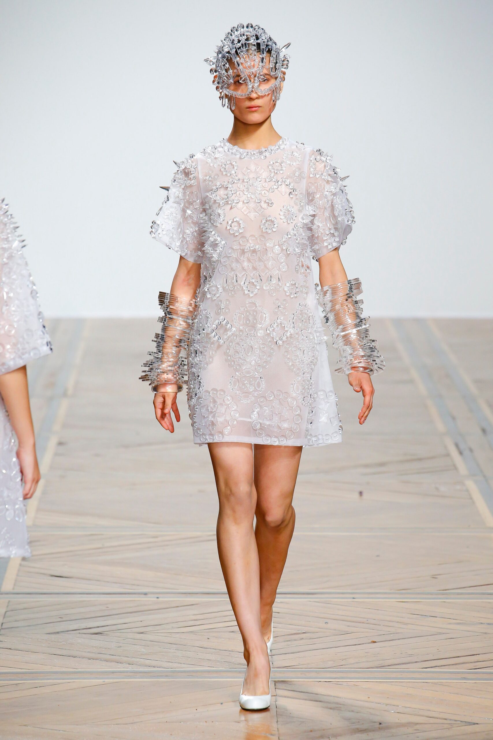 white embroidered sheer dress