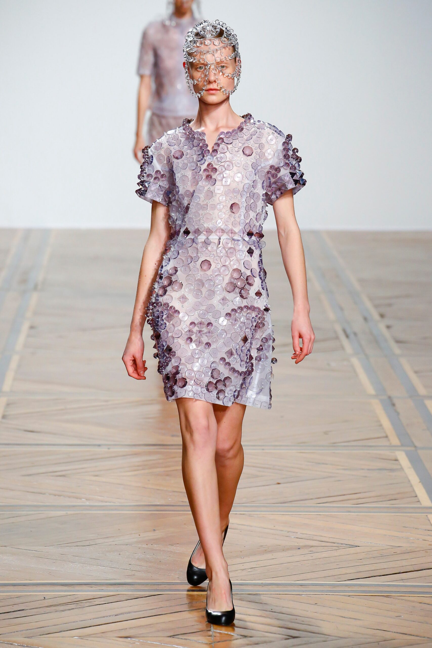 purple embellished sleeveless dress