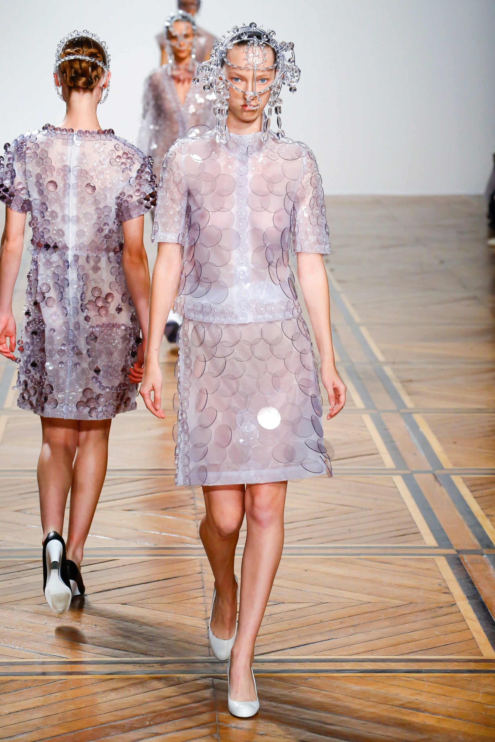 clear vinyl embellished dress