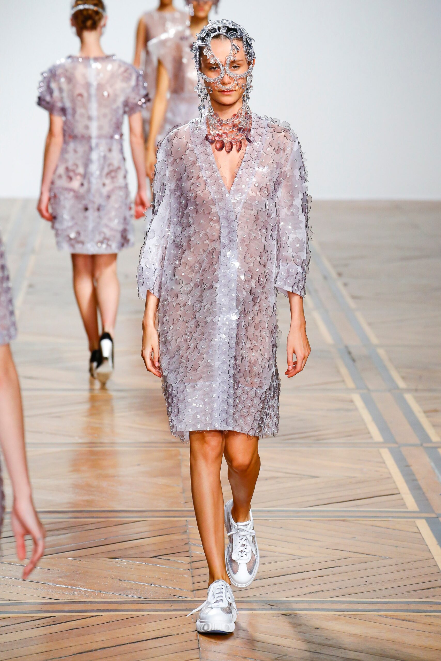 sheer purple embellished dress