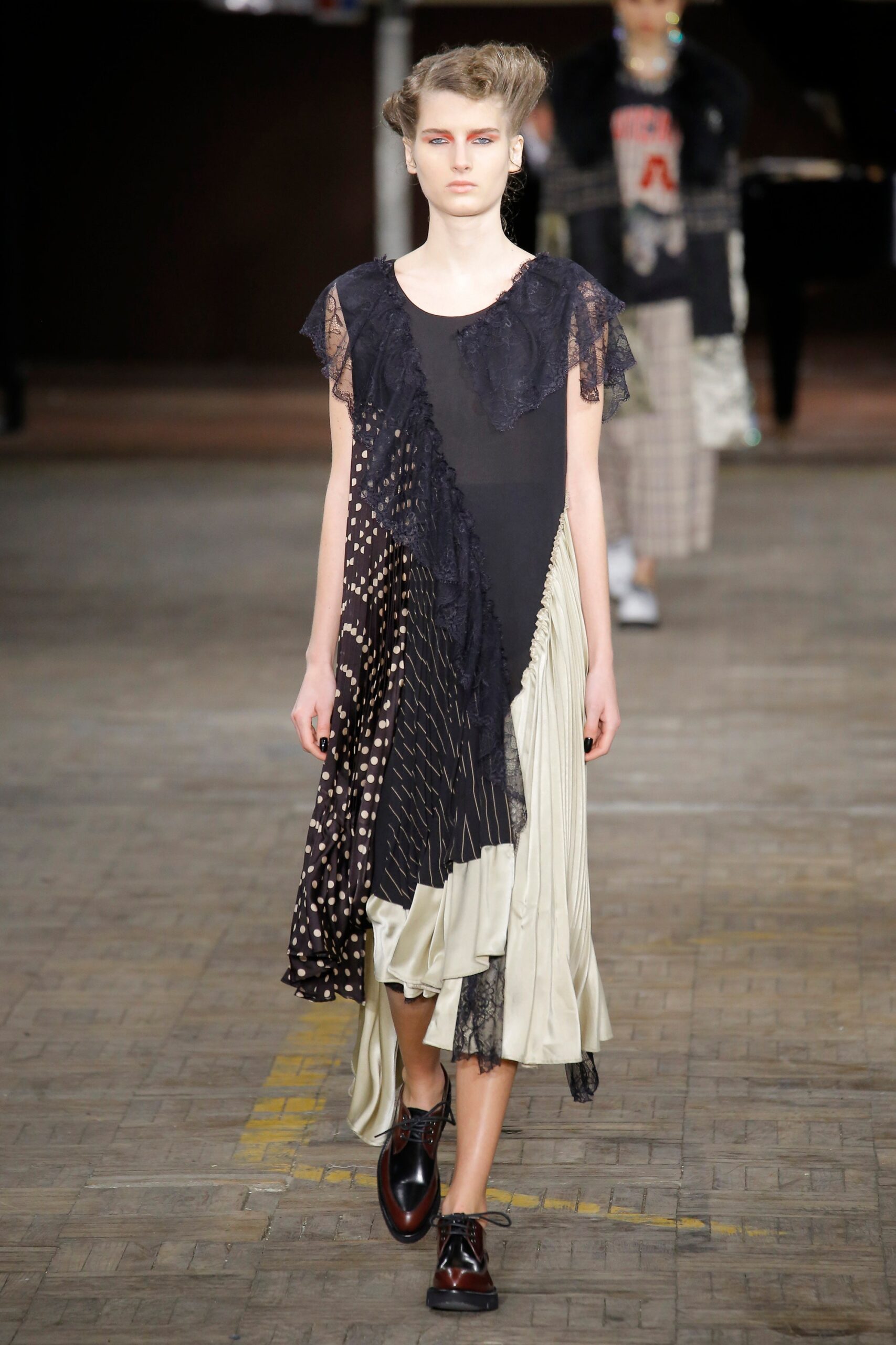 black and beige layered dress