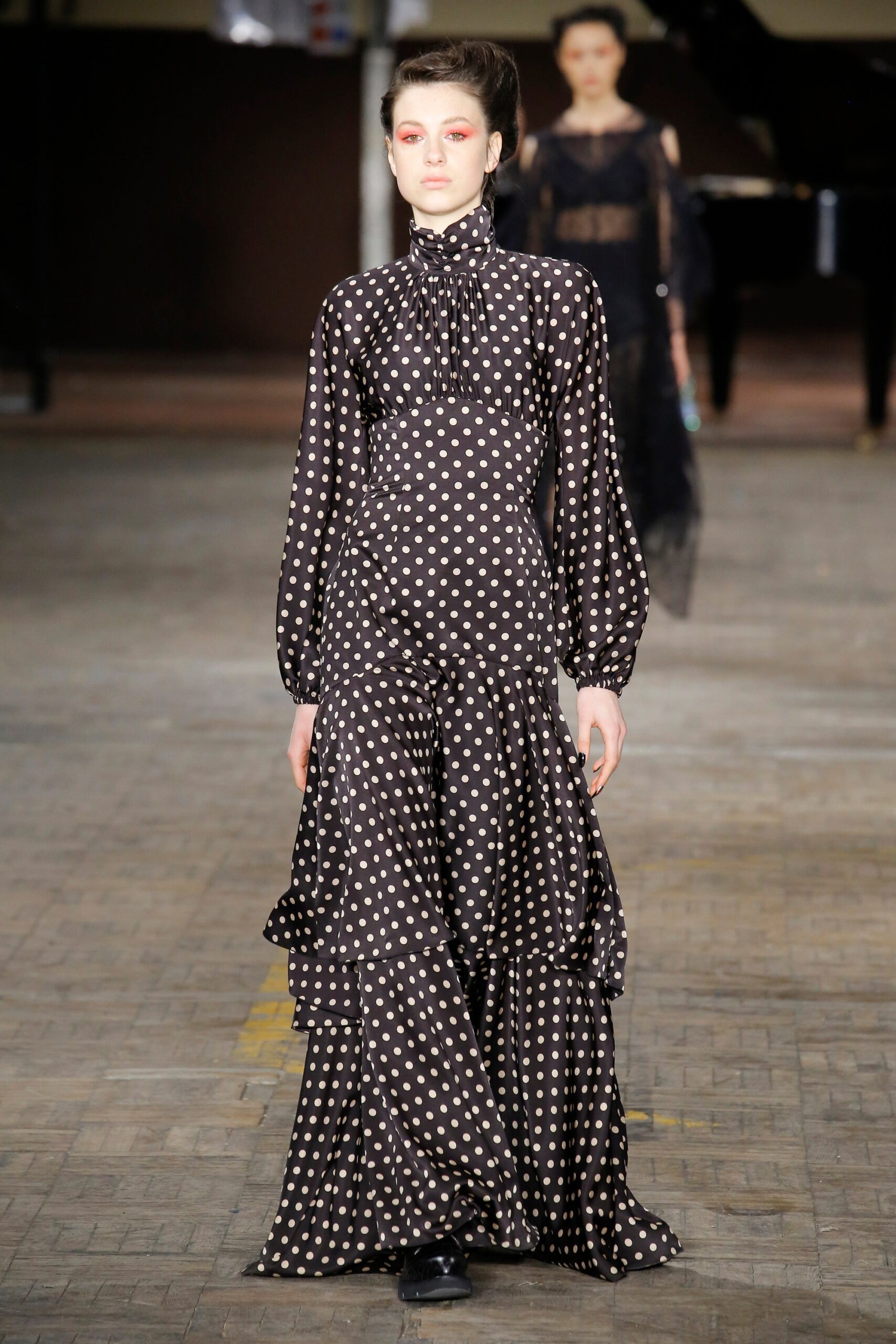 black and white polka-dot maxi dress