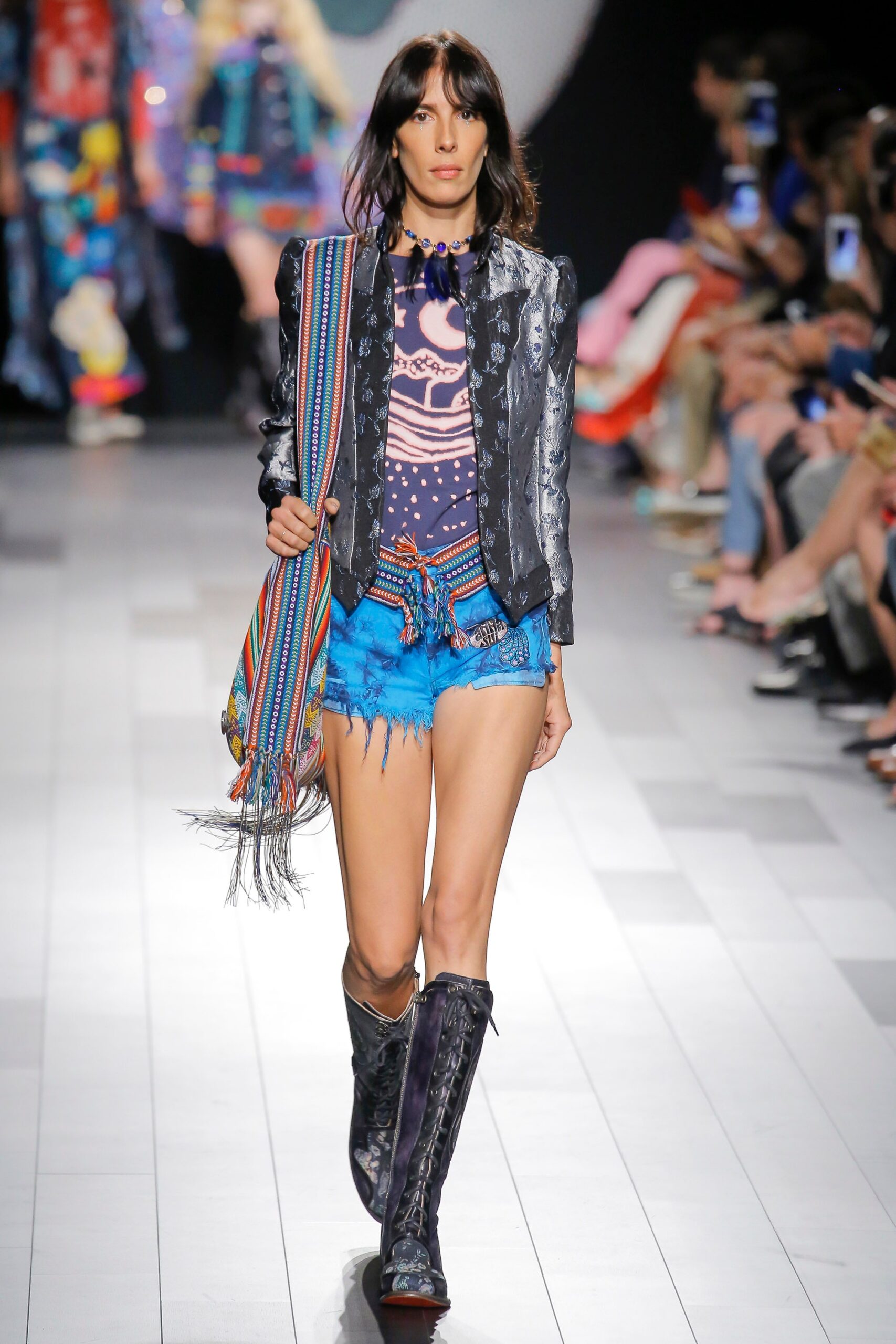 black denim jacket with blue top