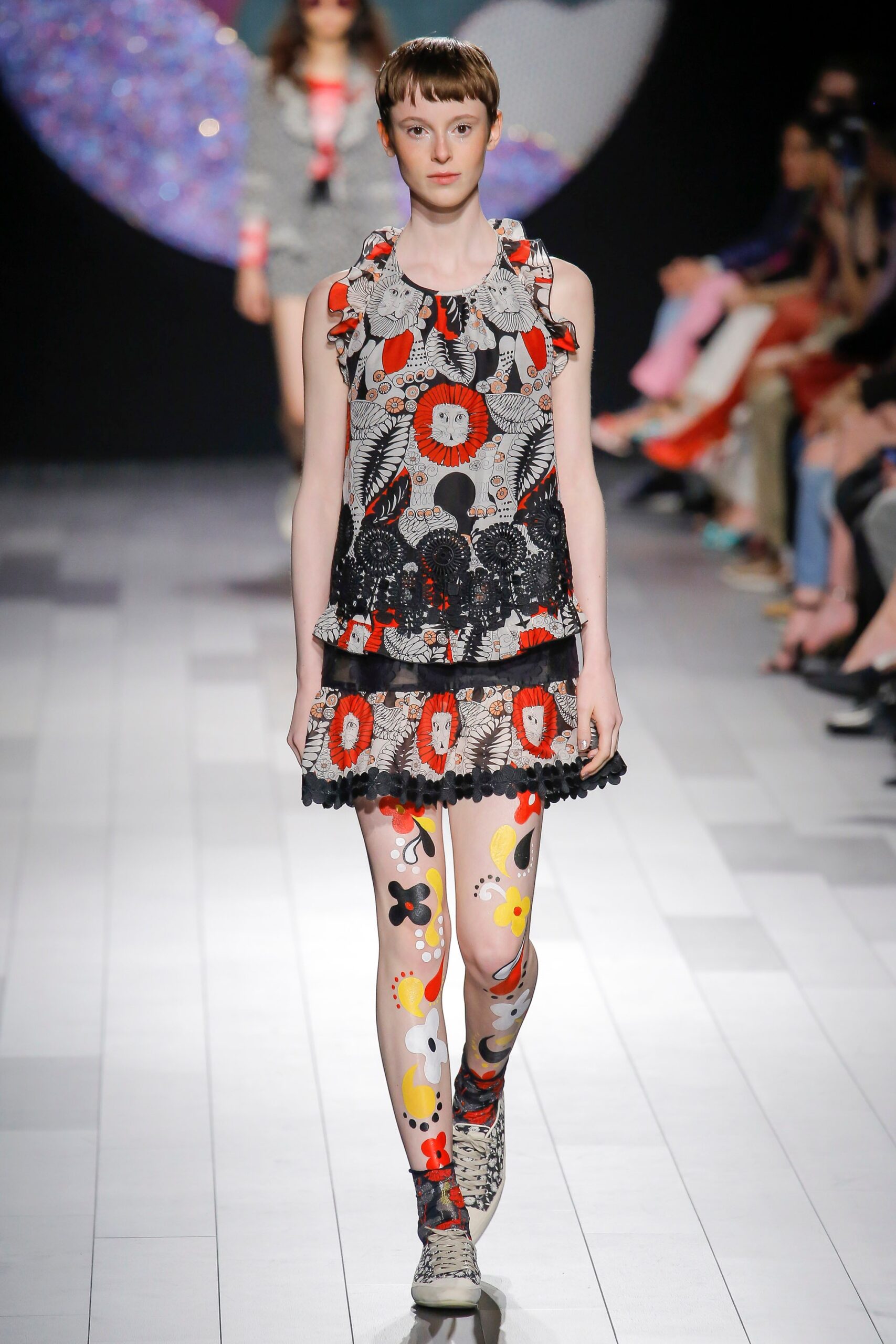 black and red ruffled mini dress