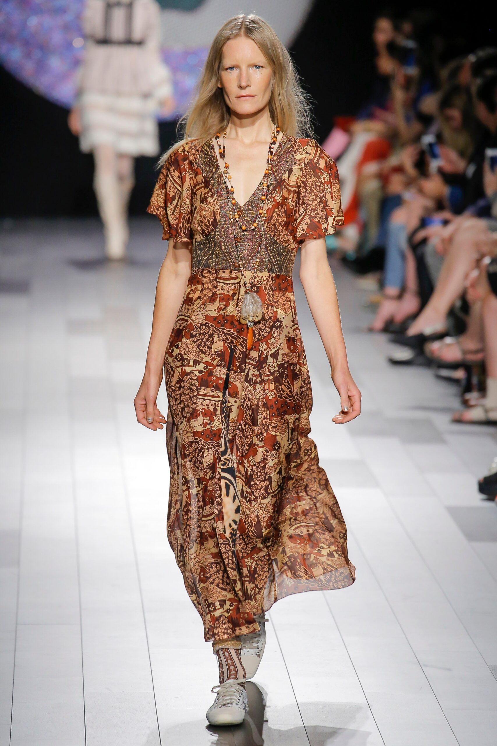 brown printed relaxed maxi dress