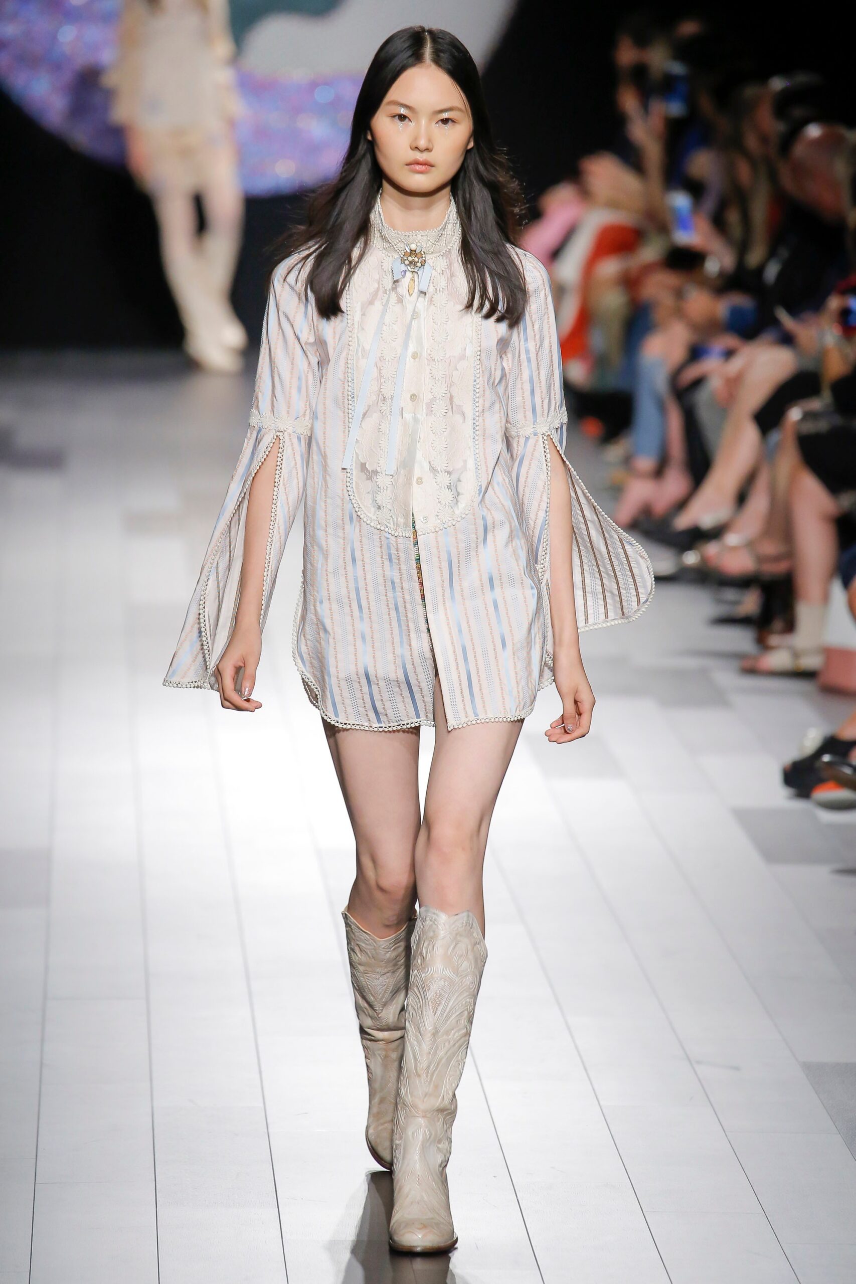 striped short dress with boots