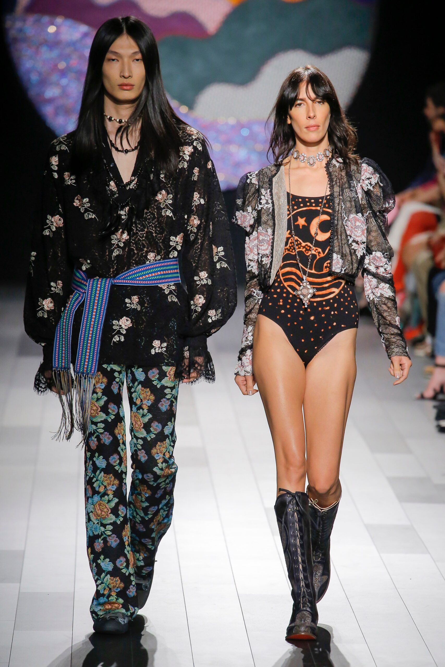 black floral blouse and bodysuit