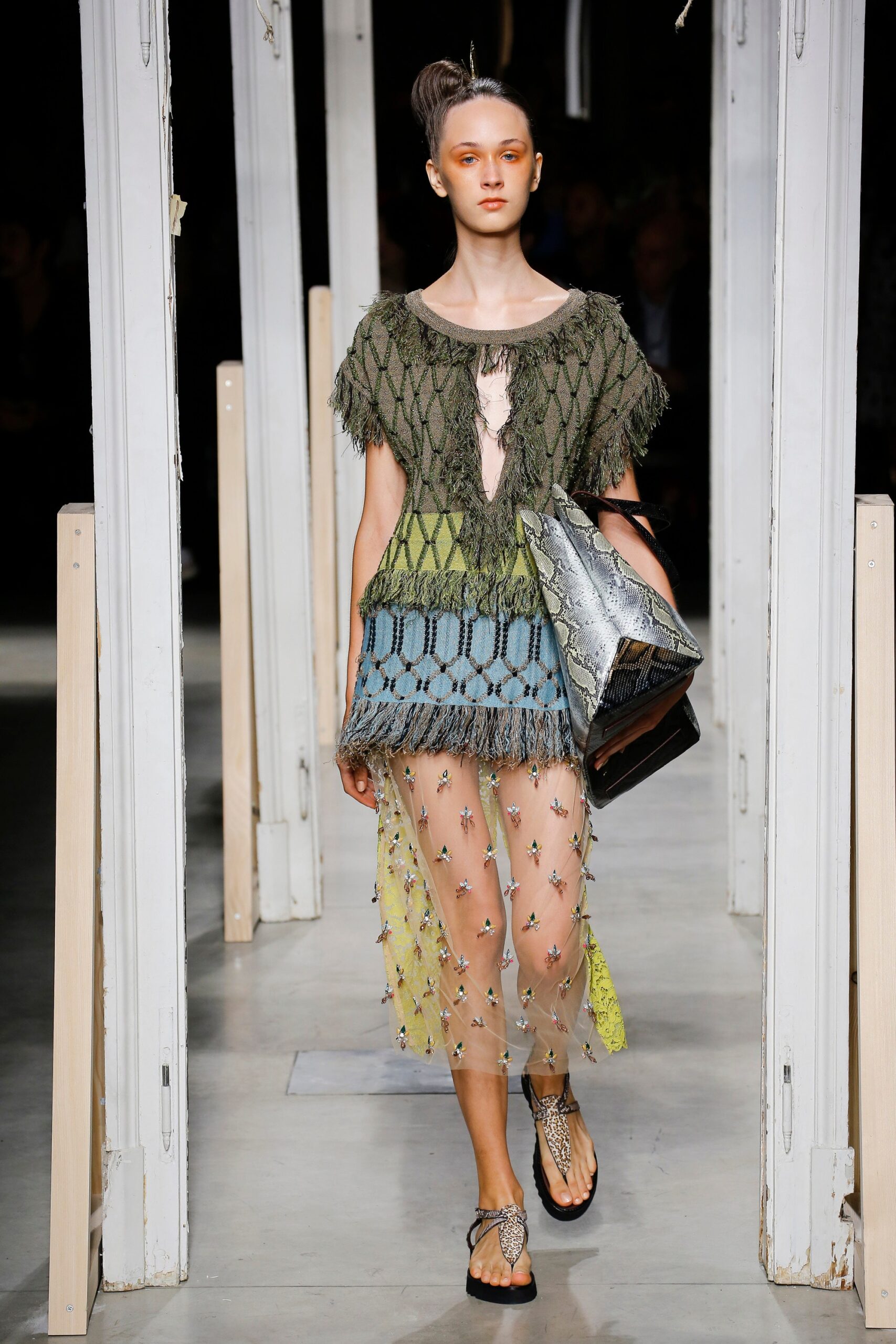 fringed top with sheer skirt