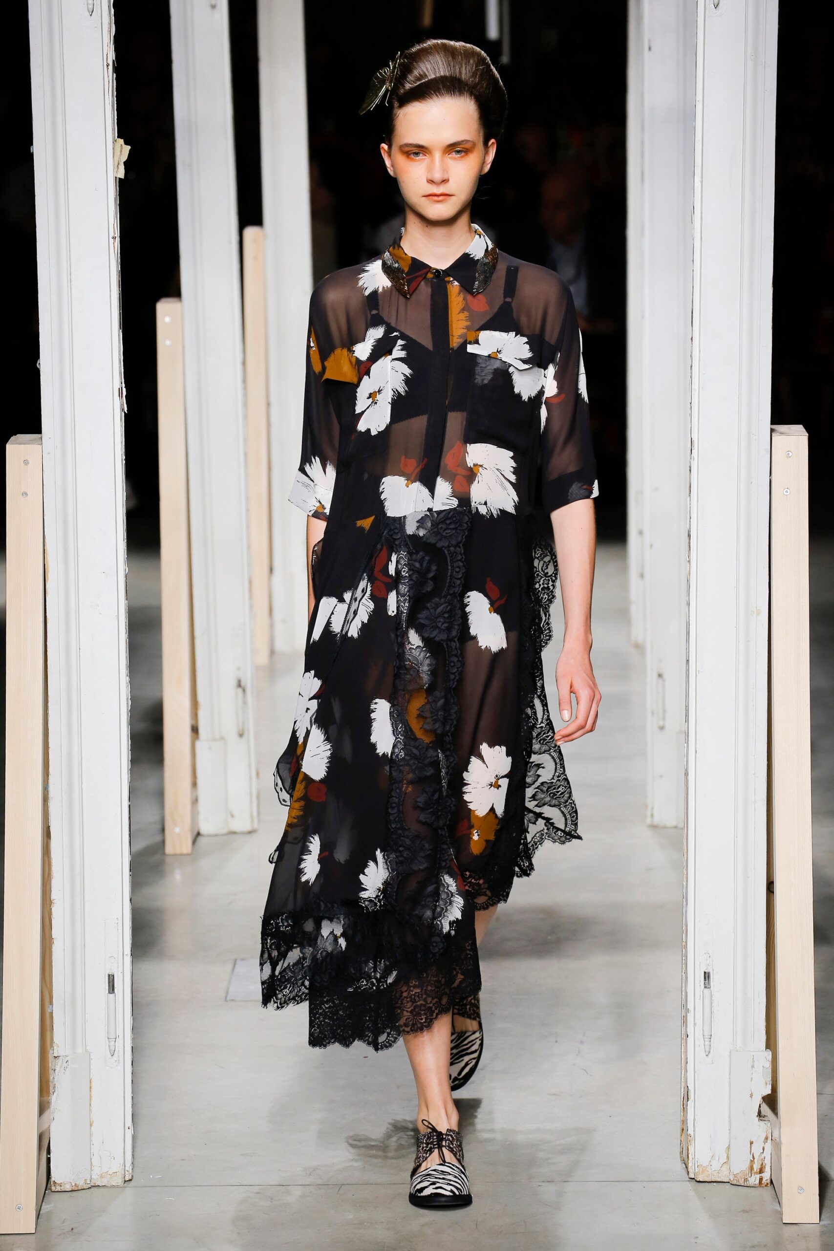 black floral midi dress