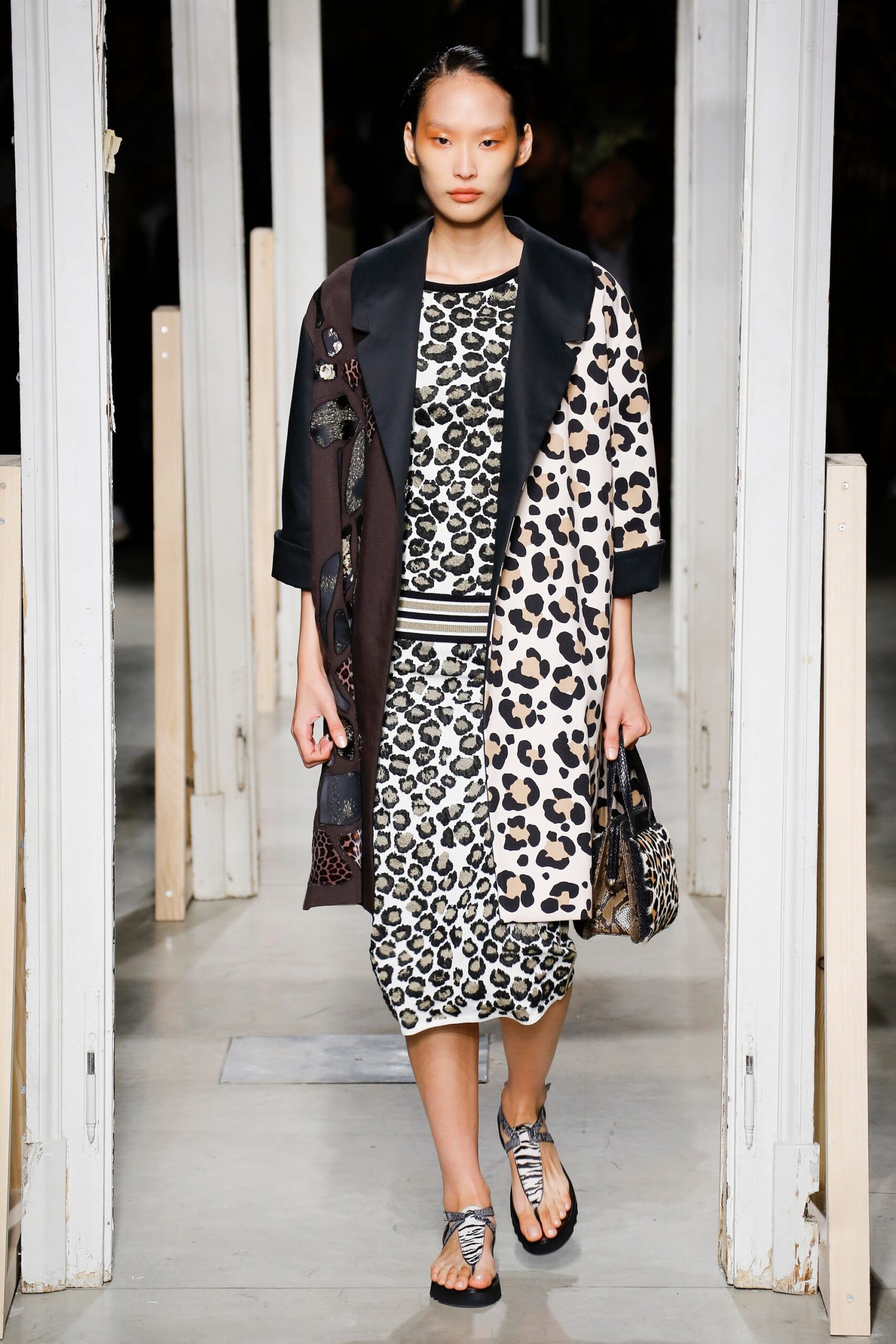 relaxed coat and fitted dress