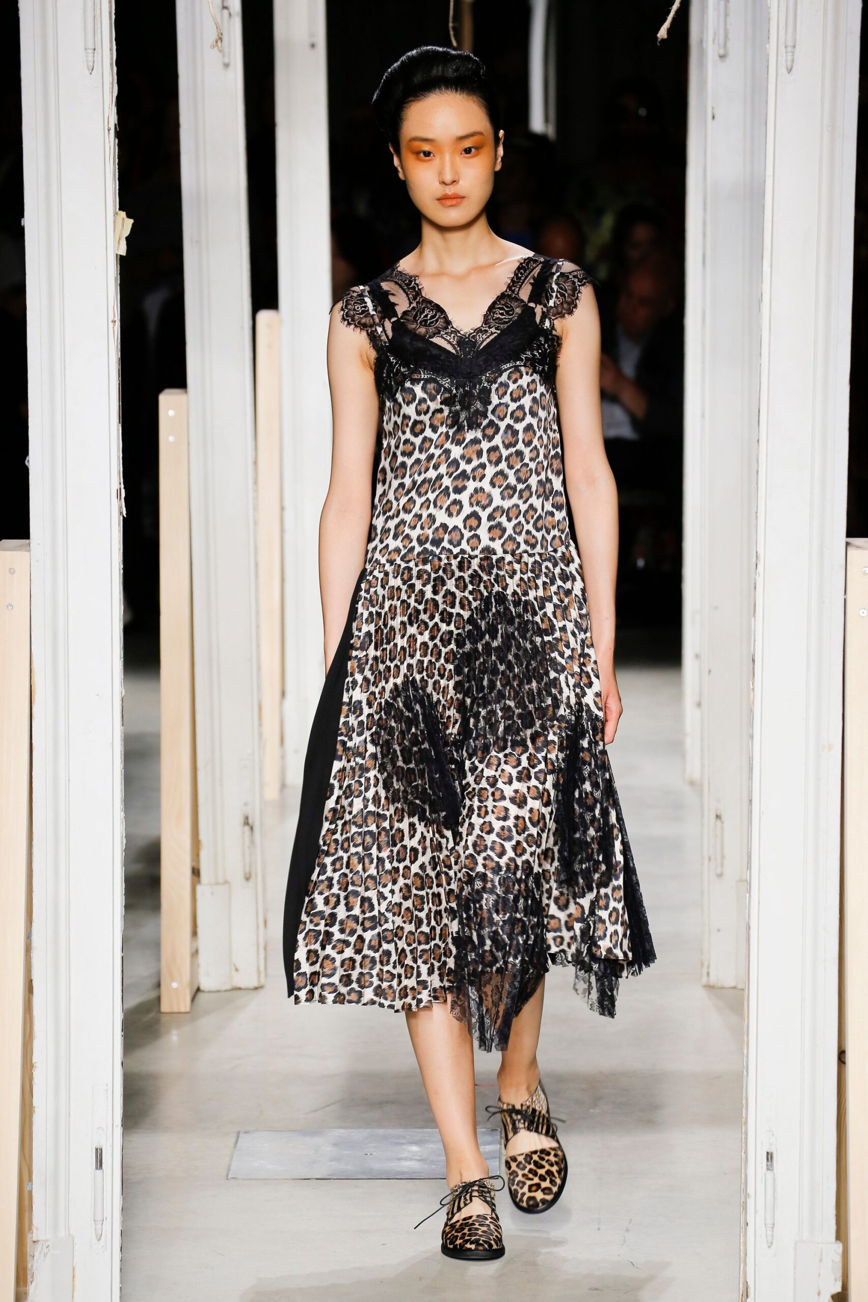 animal-print midi dress