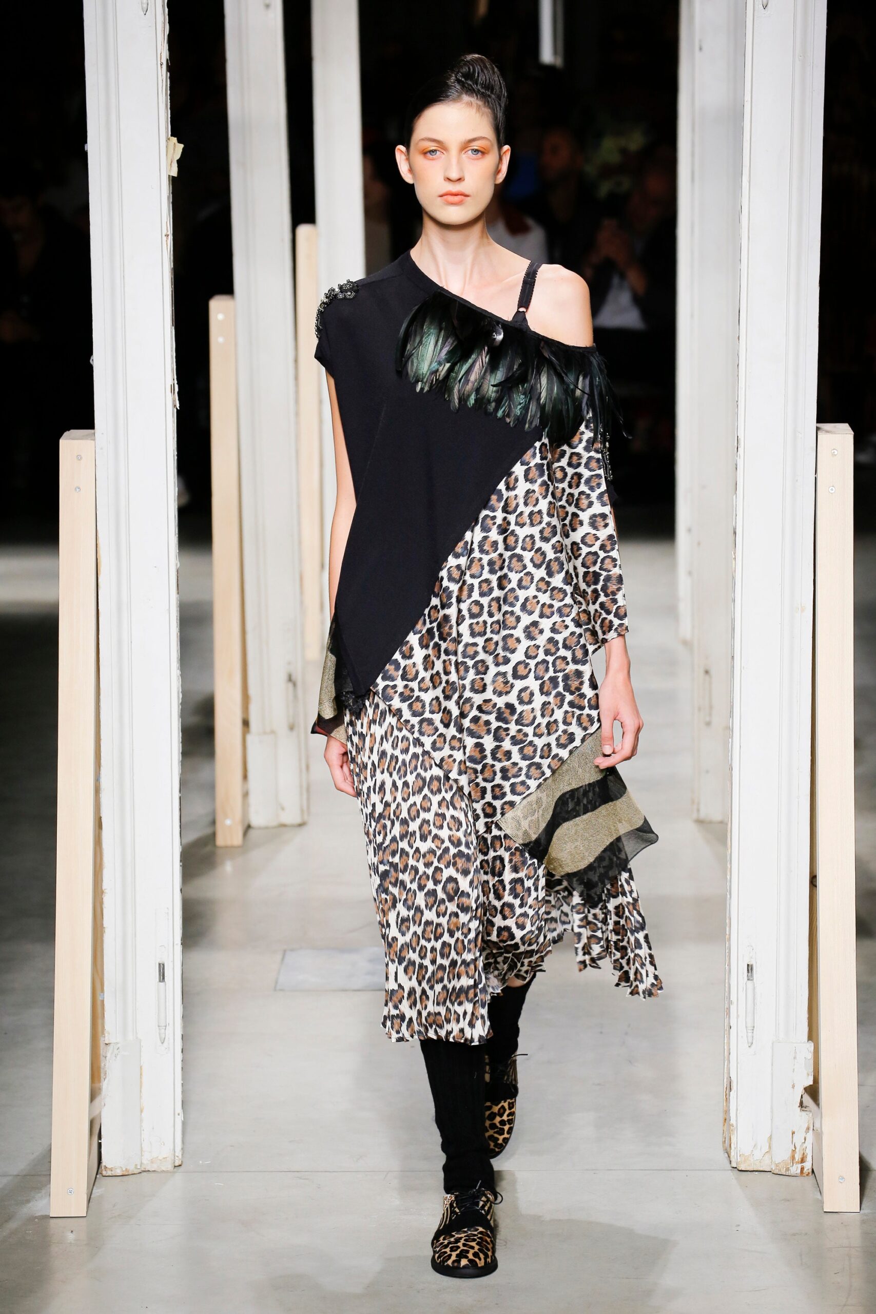 asymmetric animal-print midi dress