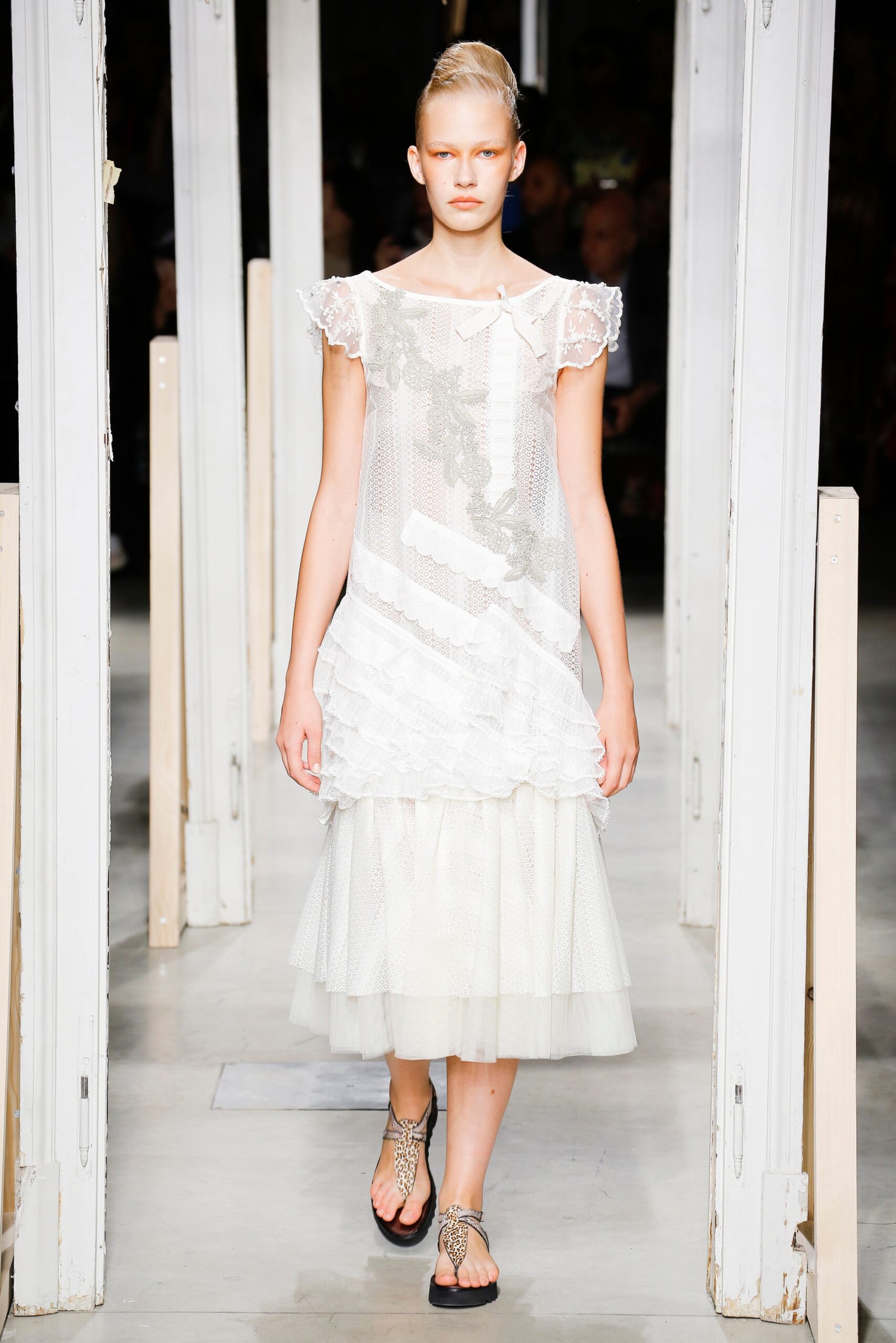 white lace layered midi dress