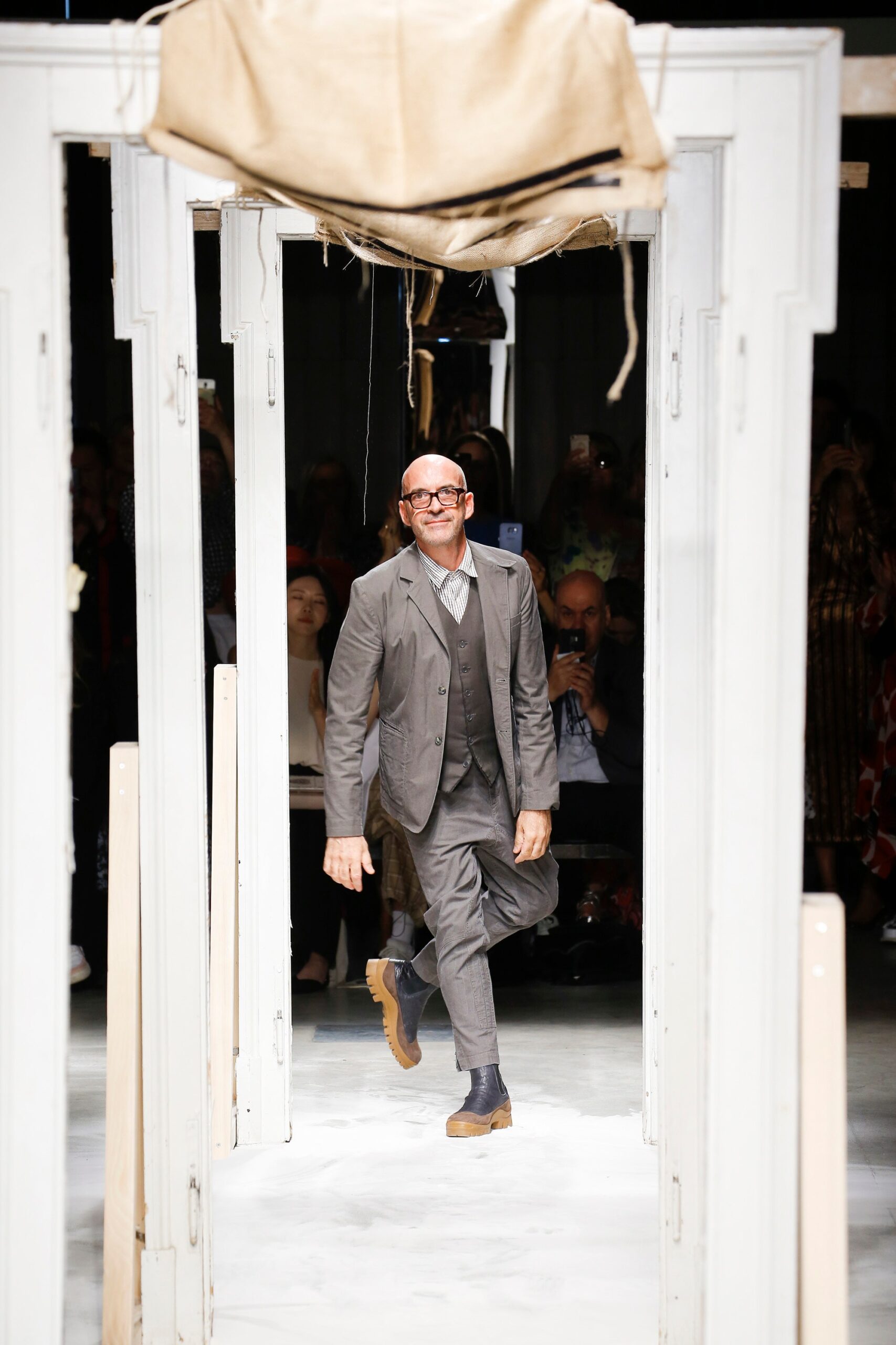 gray tailored suit with shirt