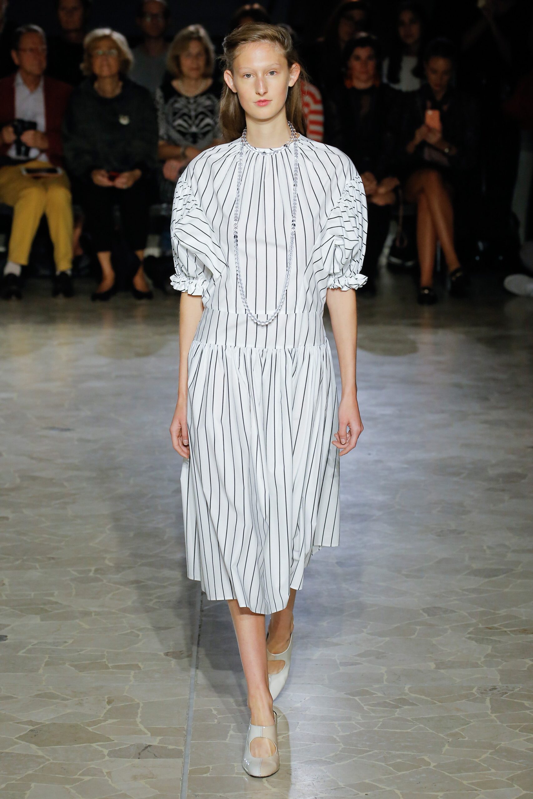 white and black striped relaxed dress