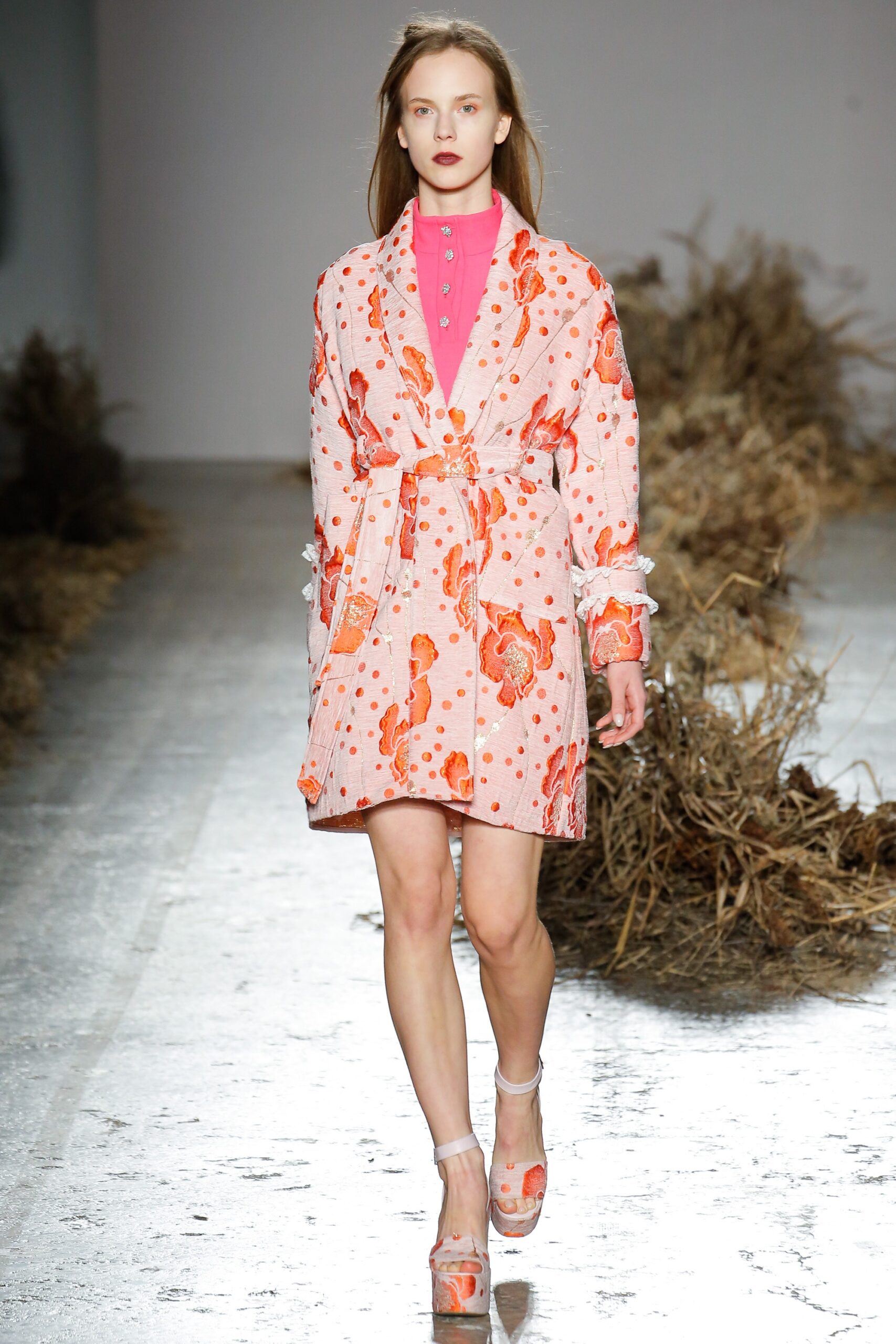 pink floral belted dress