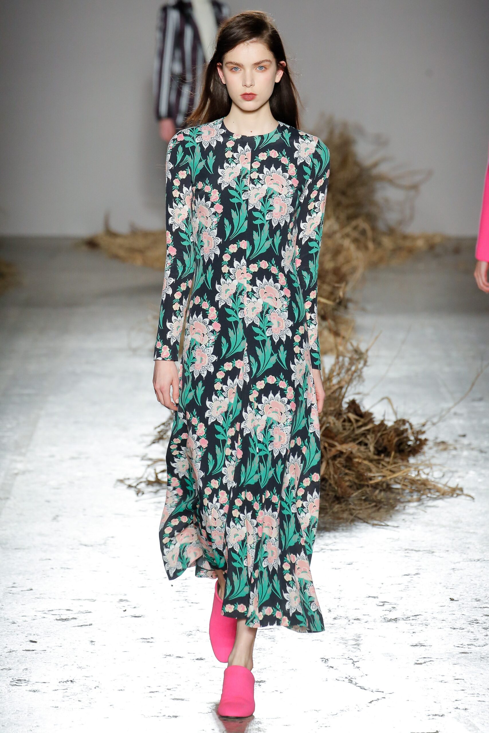floral long-sleeve maxi dress