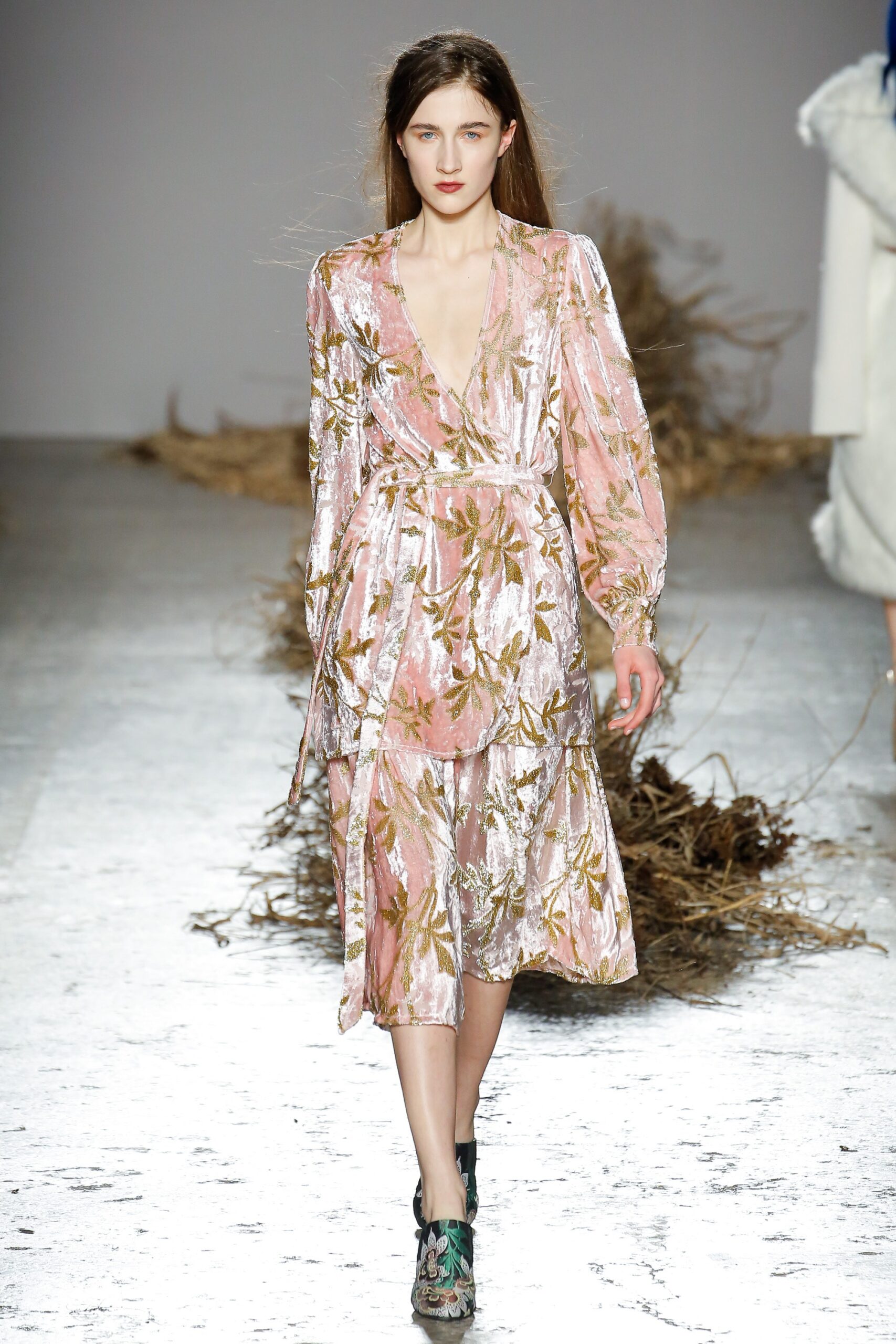 pink floral midi dress