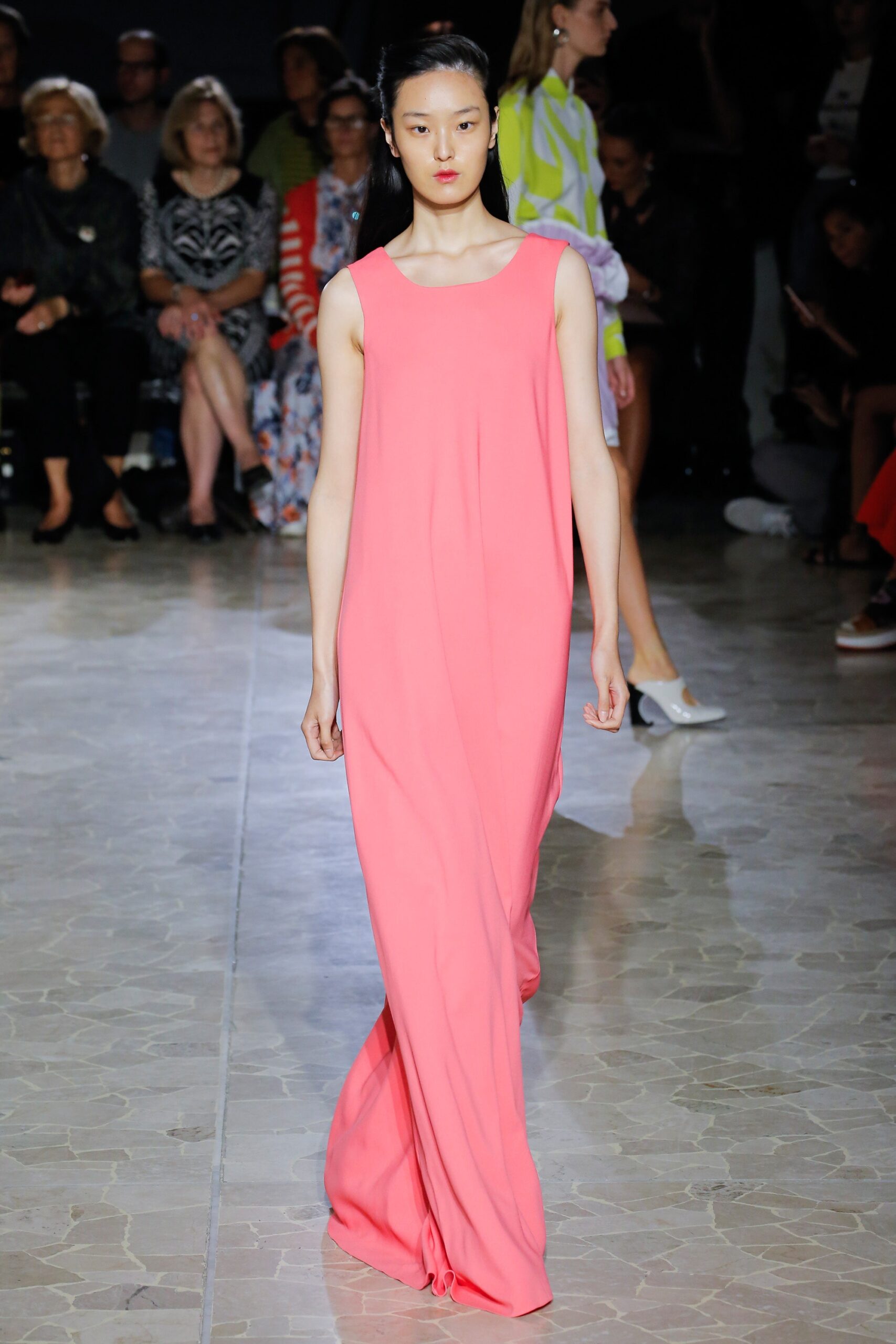 pink silk sleeveless dress