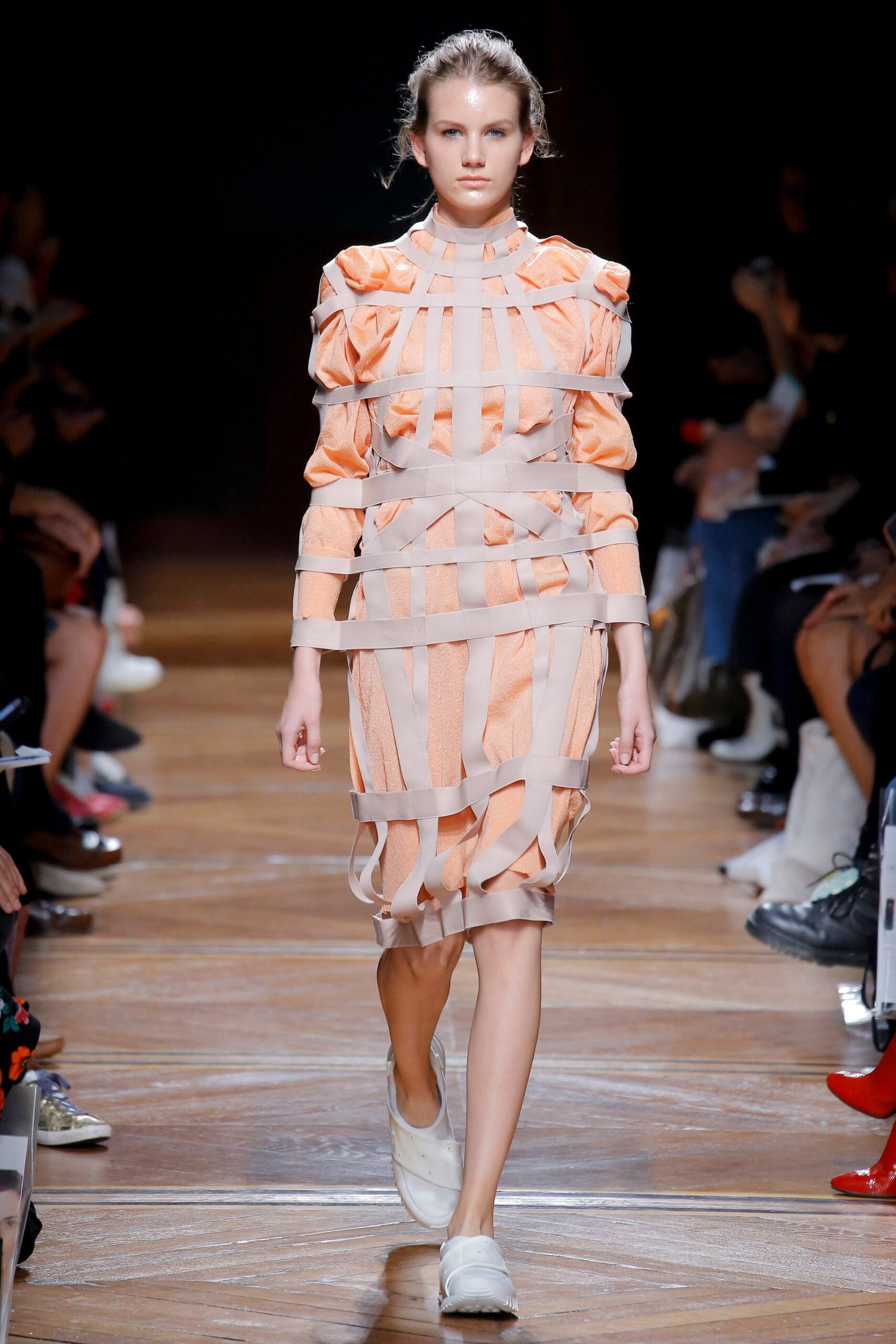 fitted orange layered dress