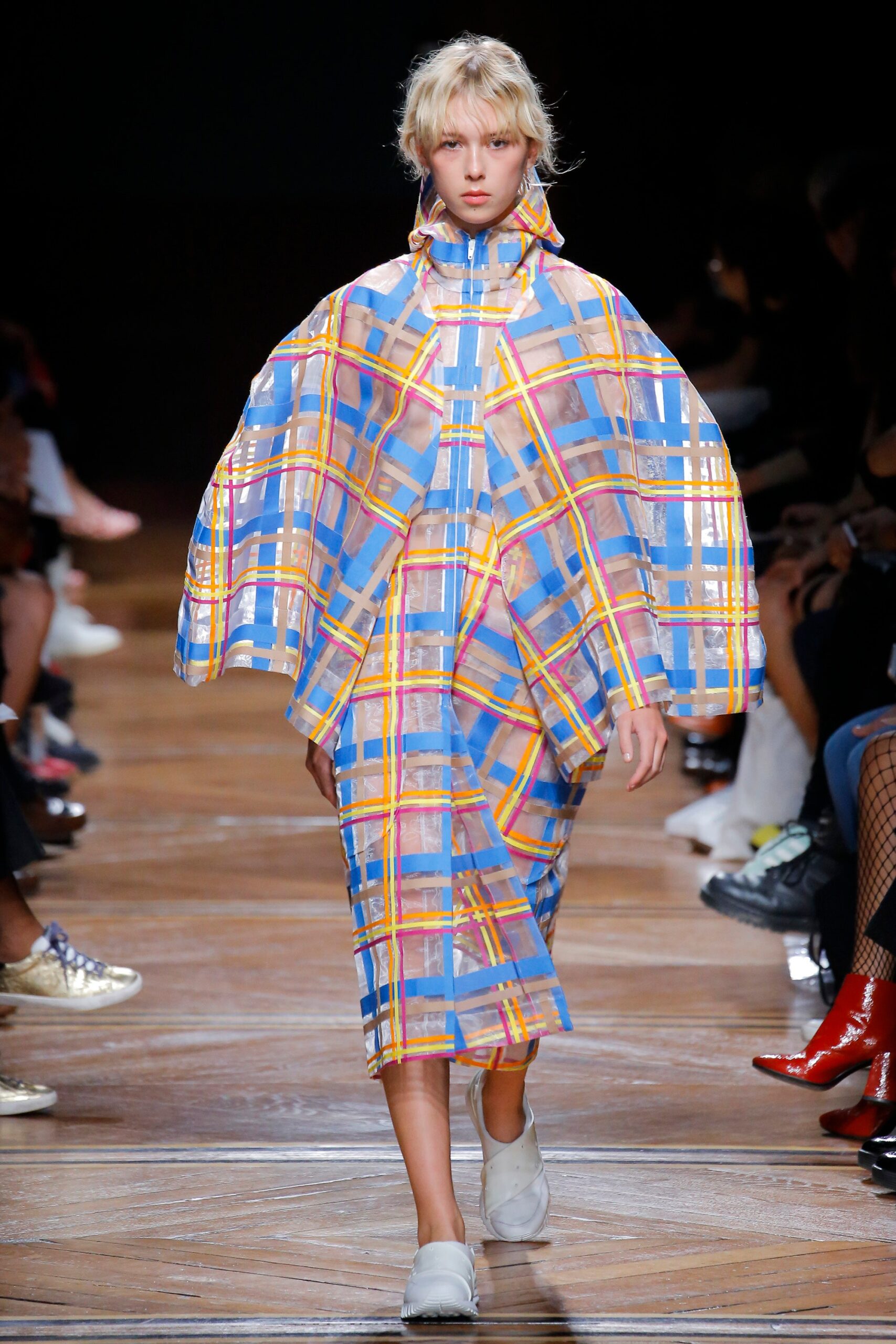 checked vinyl relaxed dress