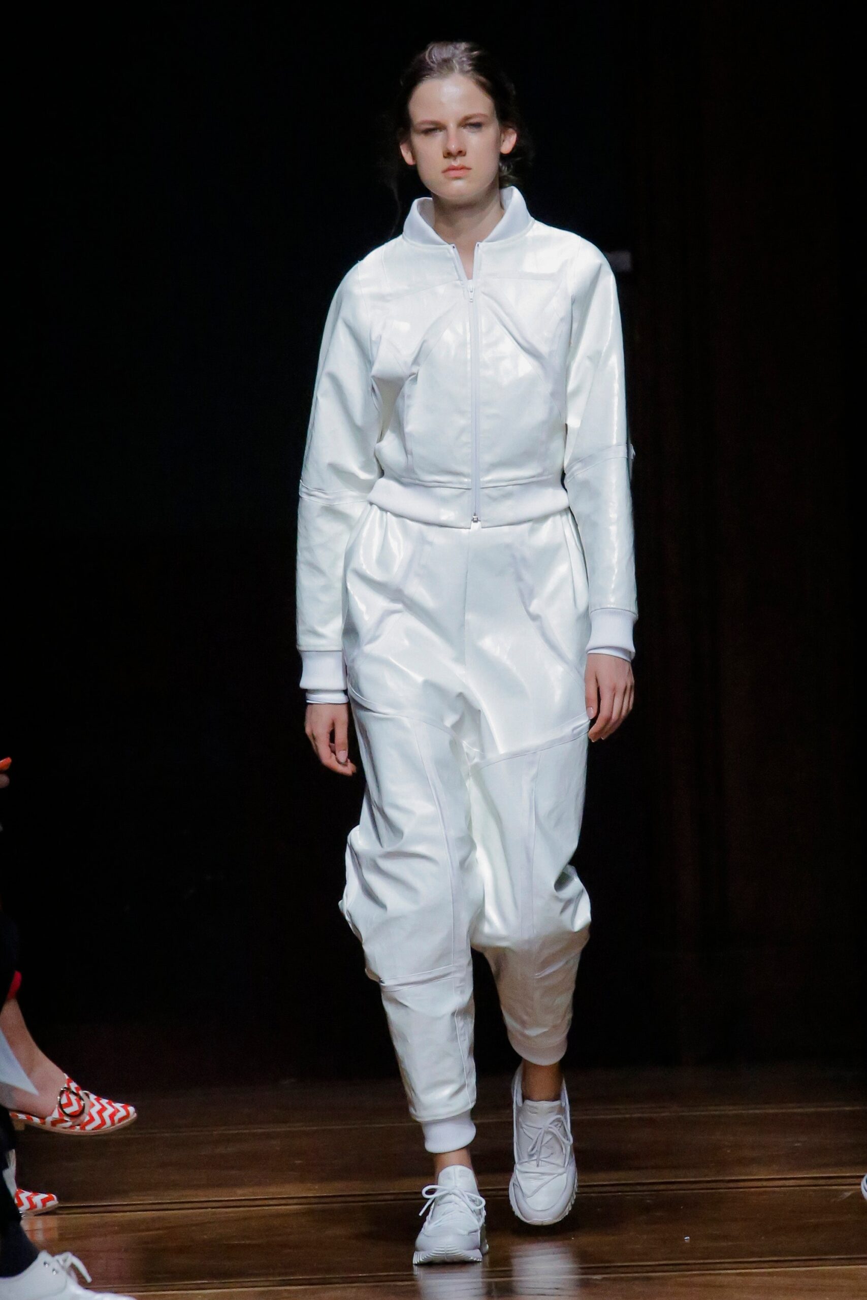 white vinyl fitted jumpsuit