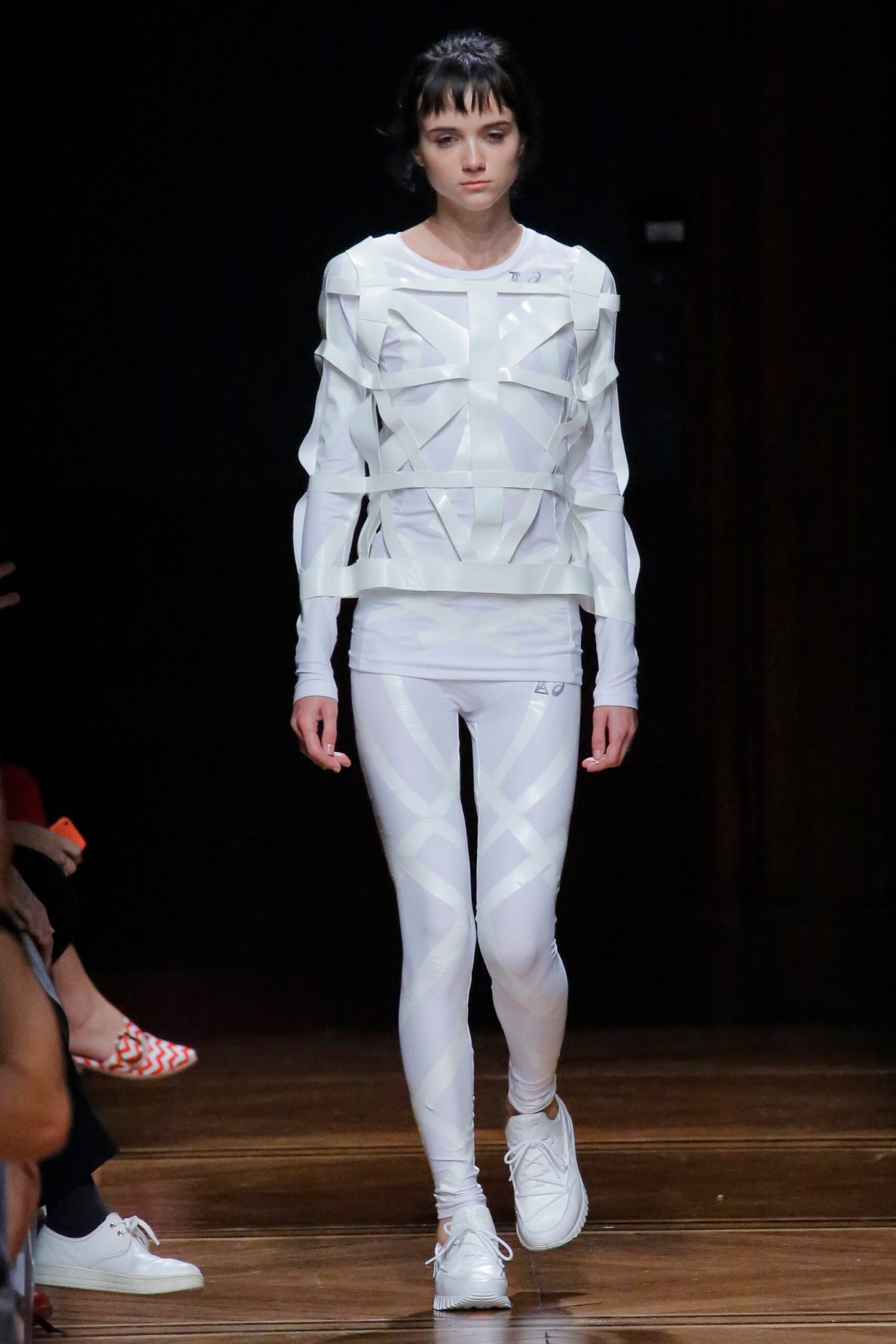 white cotton long-sleeve high-neck fitted layered top