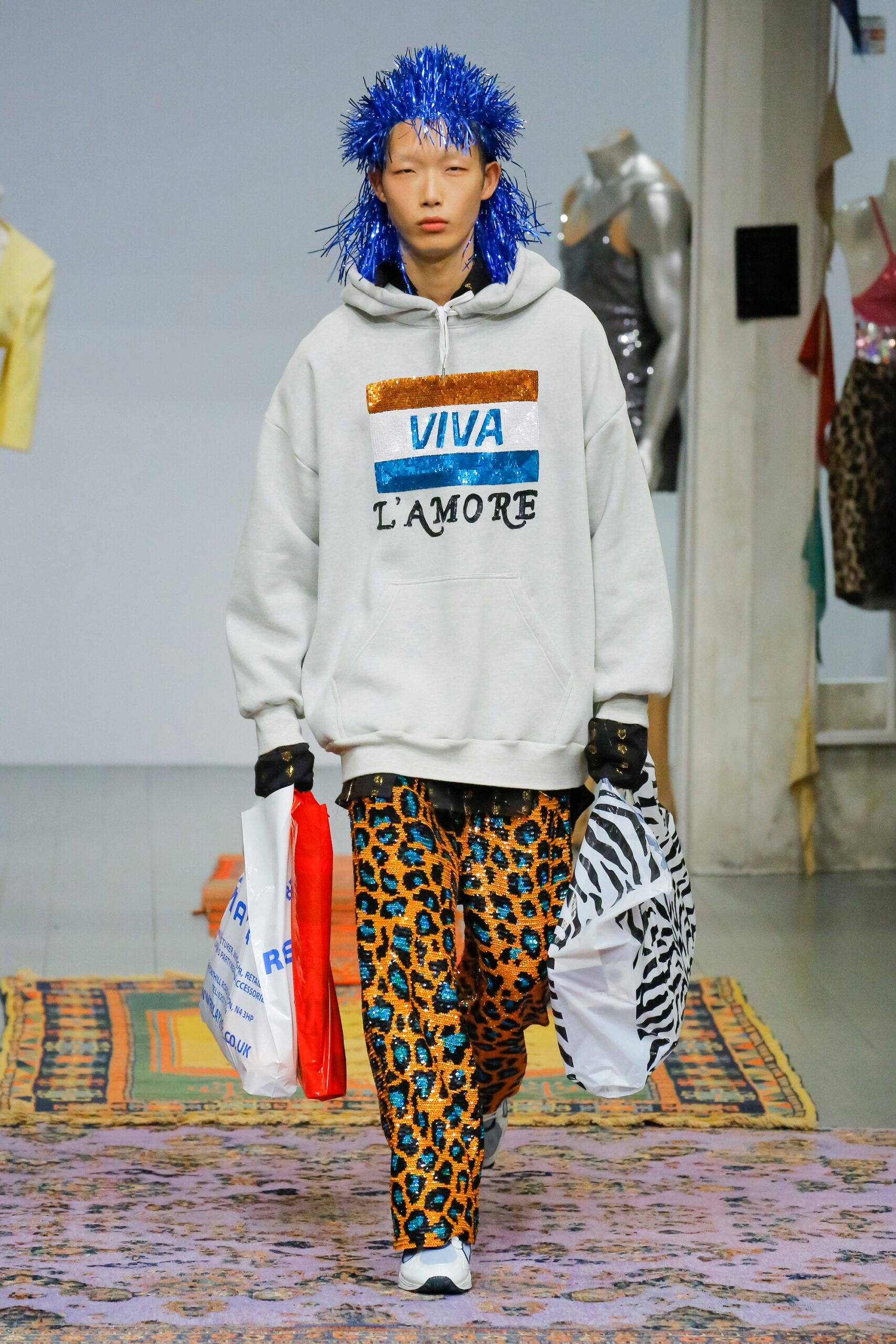orange cotton fitted printed pants