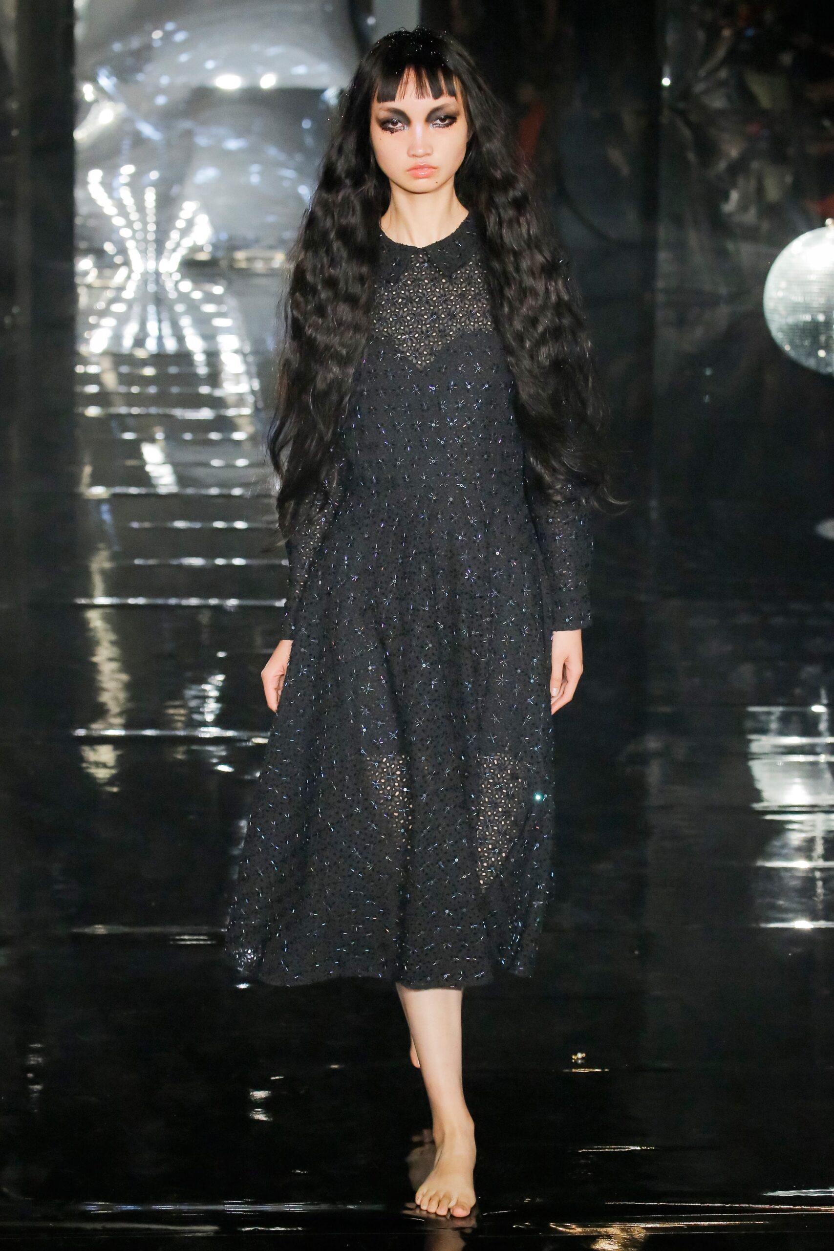 black embellished midi dress