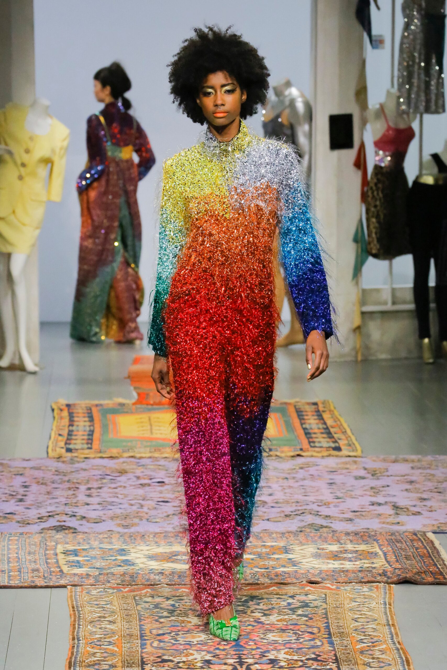 multi-colored sequin jumpsuit