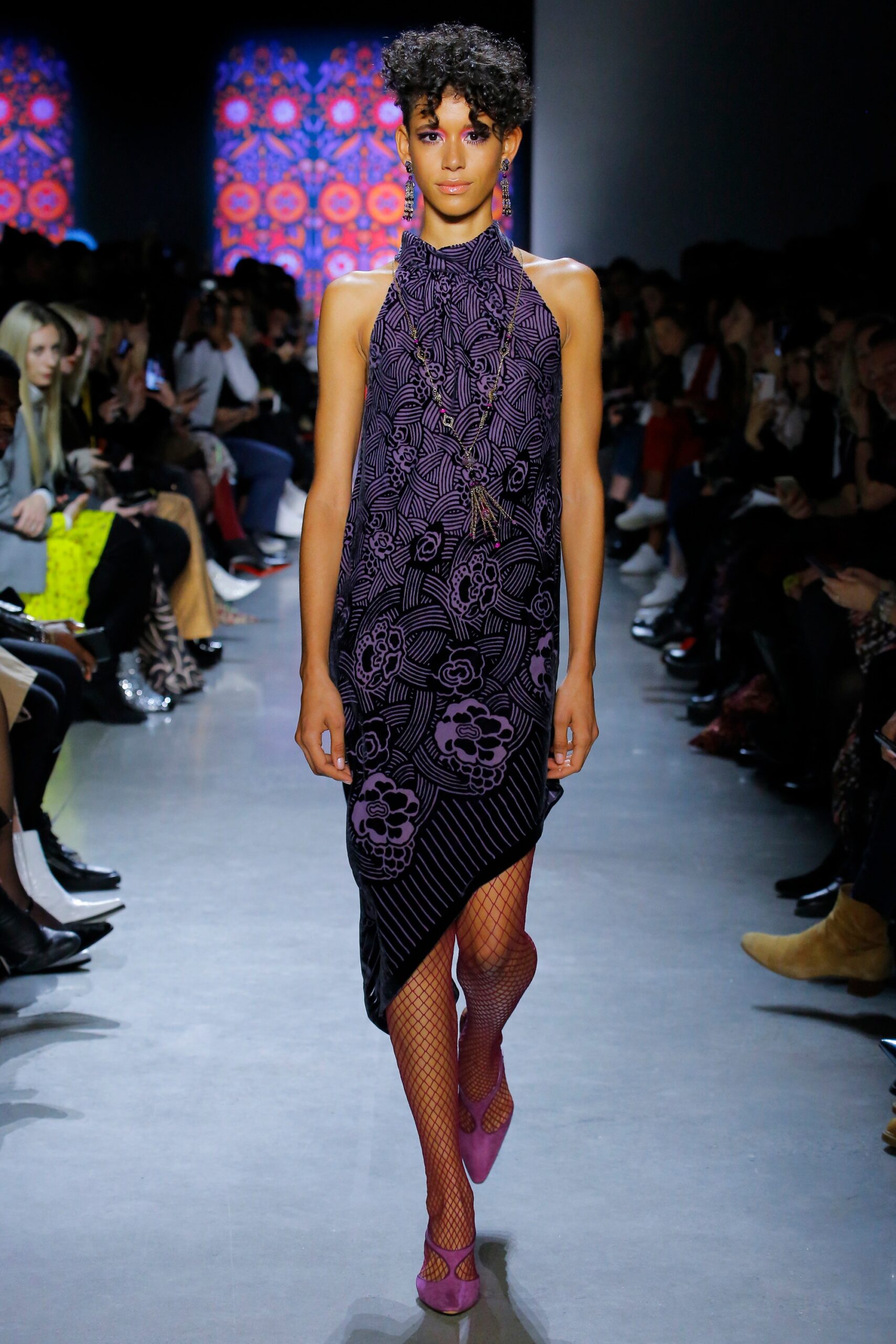 purple silk halterneck dress