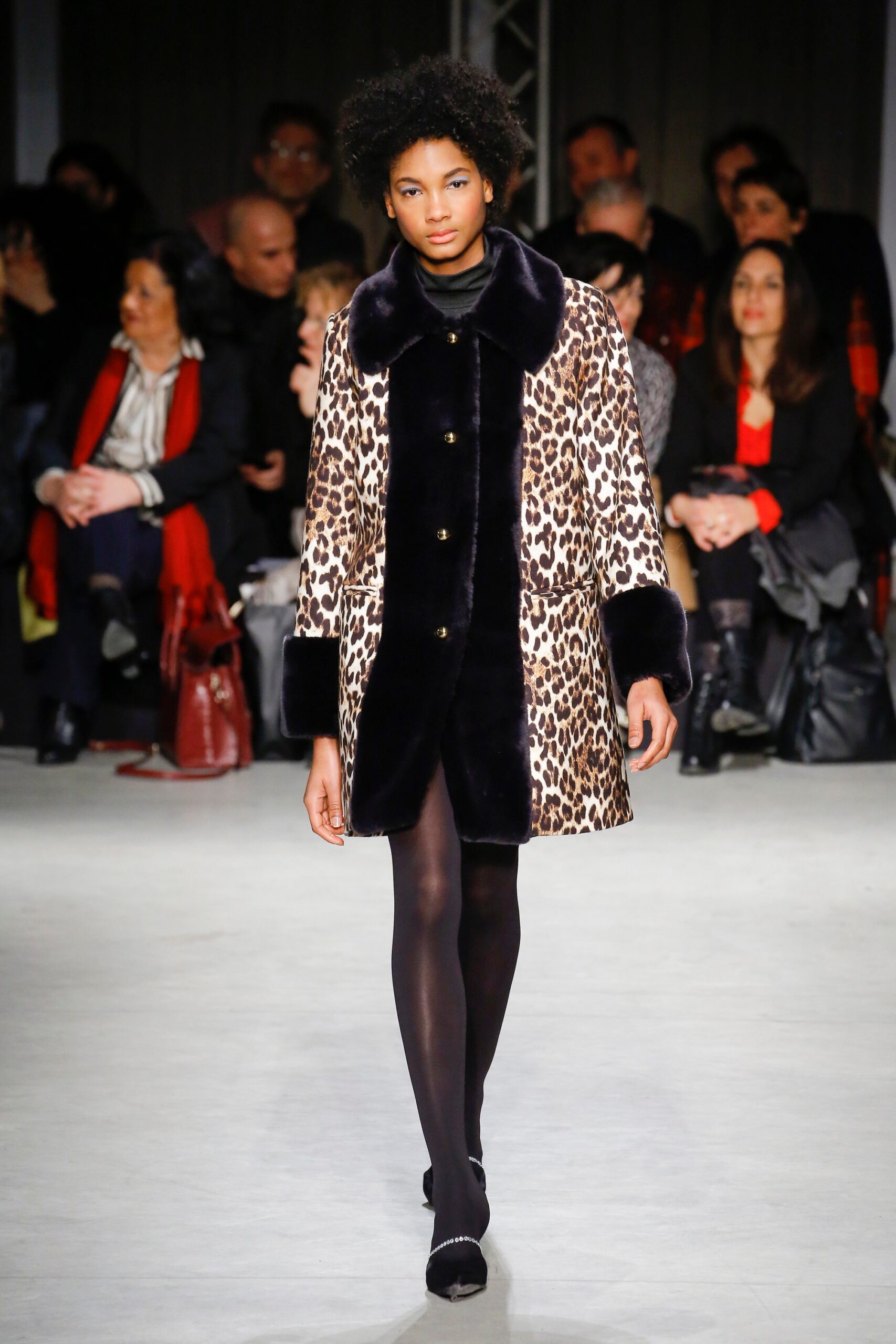 brown and black animal-print coat