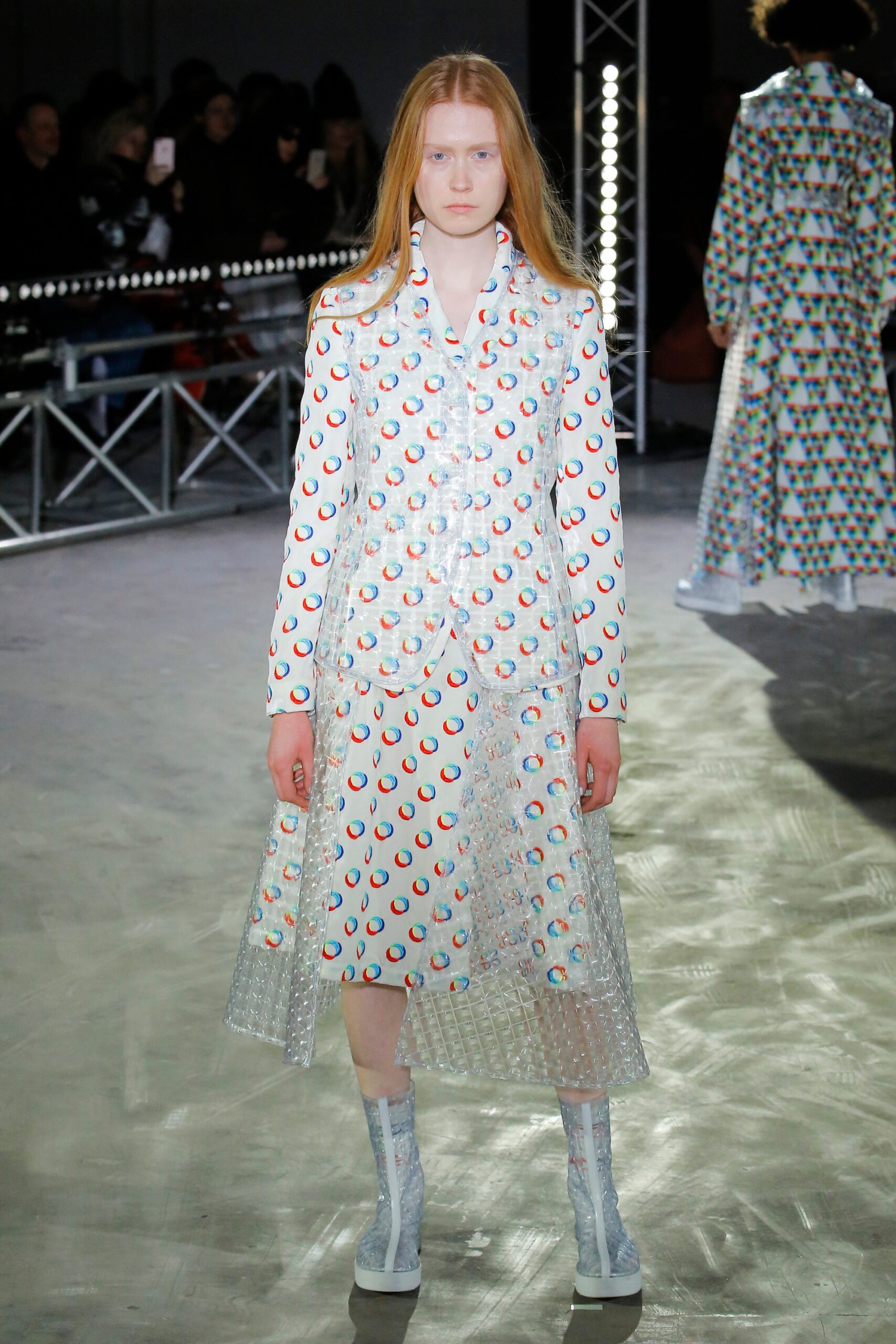 white multi-colored midi dress