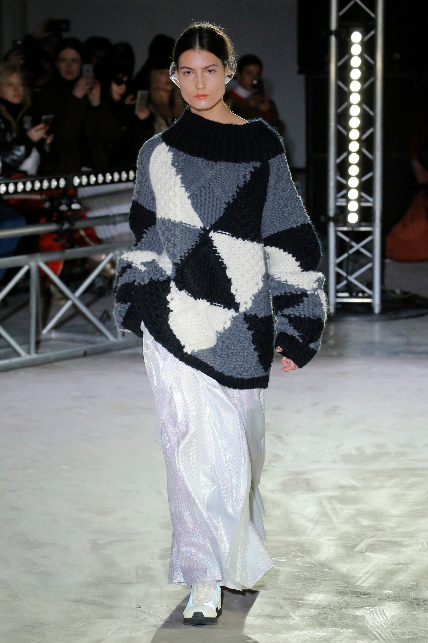 oversized color-blocked sweater with relaxed pants