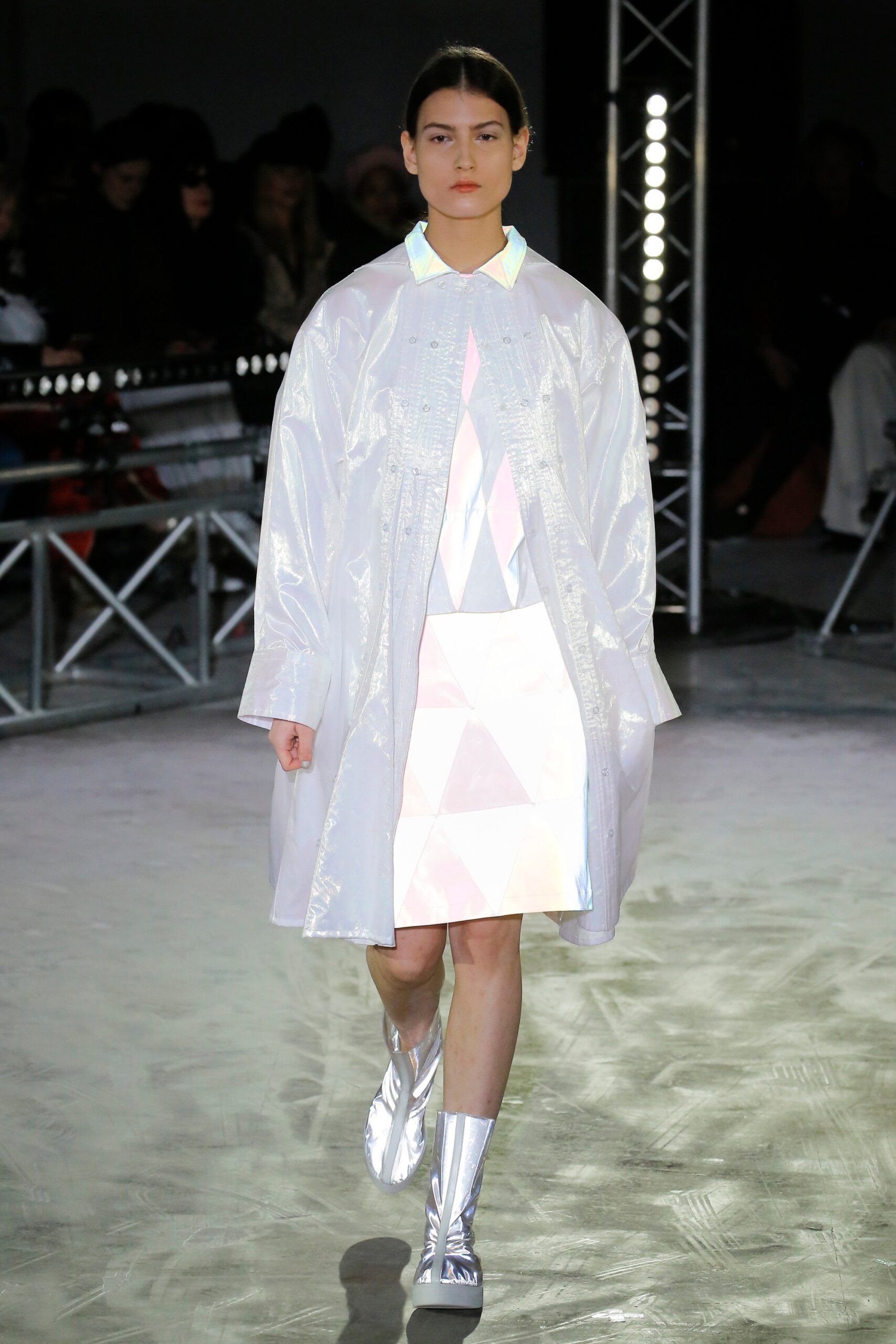 shiny white vinyl coat and mini dress