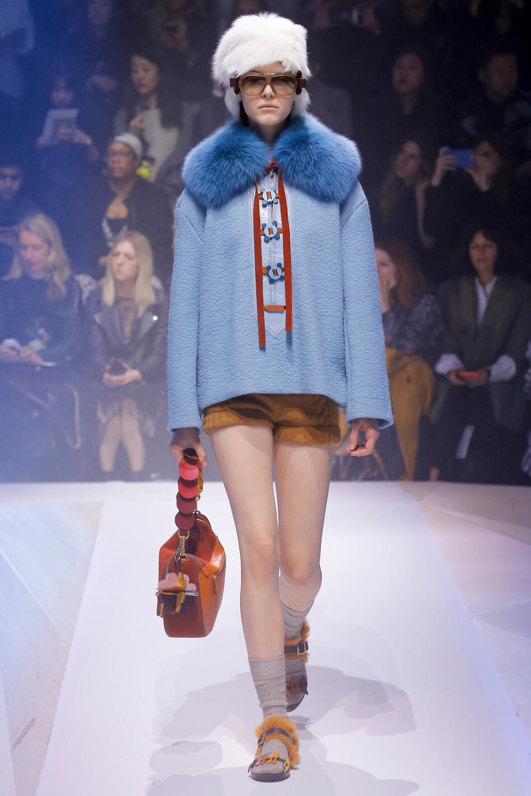 blue wool long-sleeve collared relaxed buttoned jacket